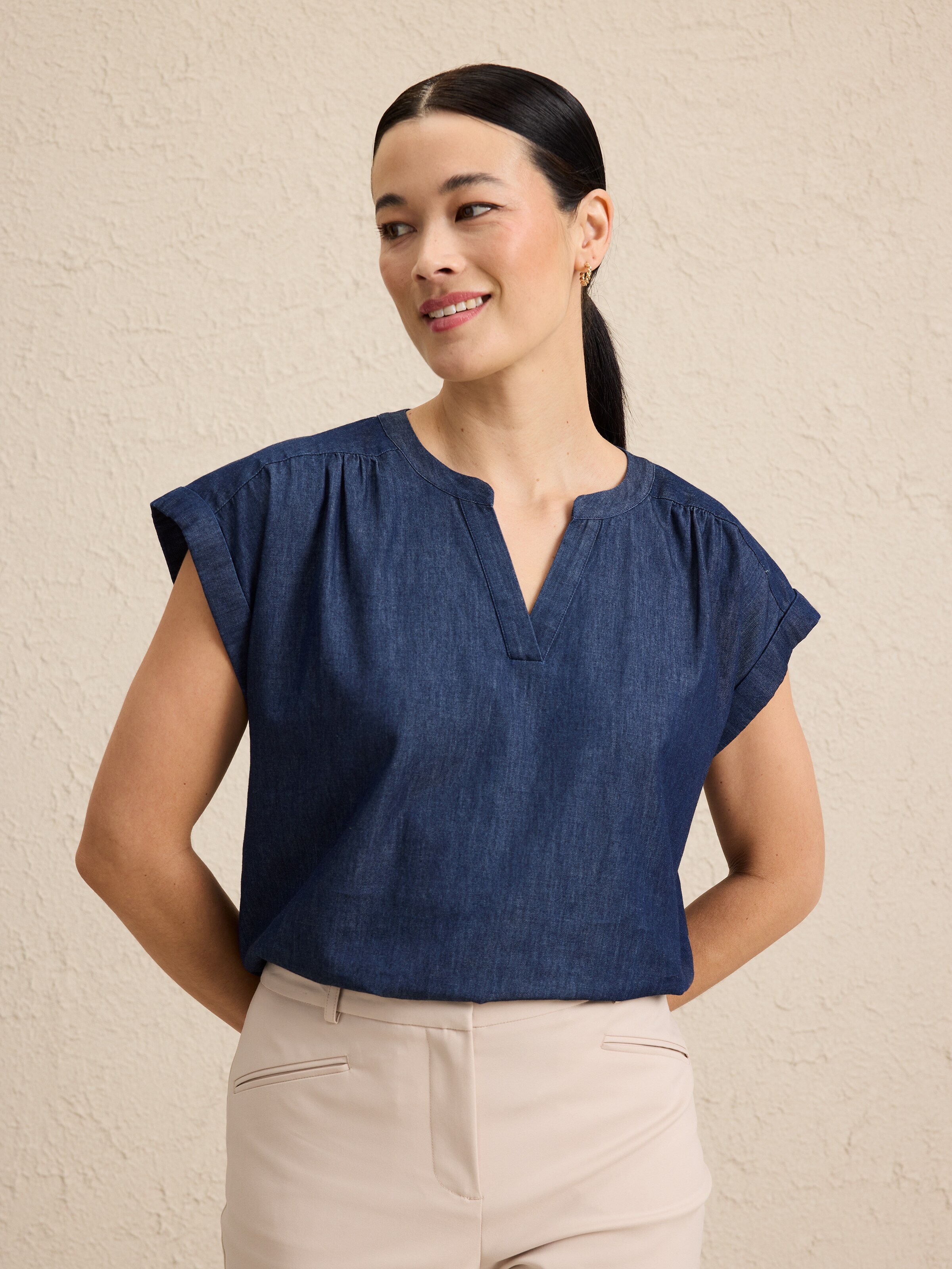 May Chambray Top