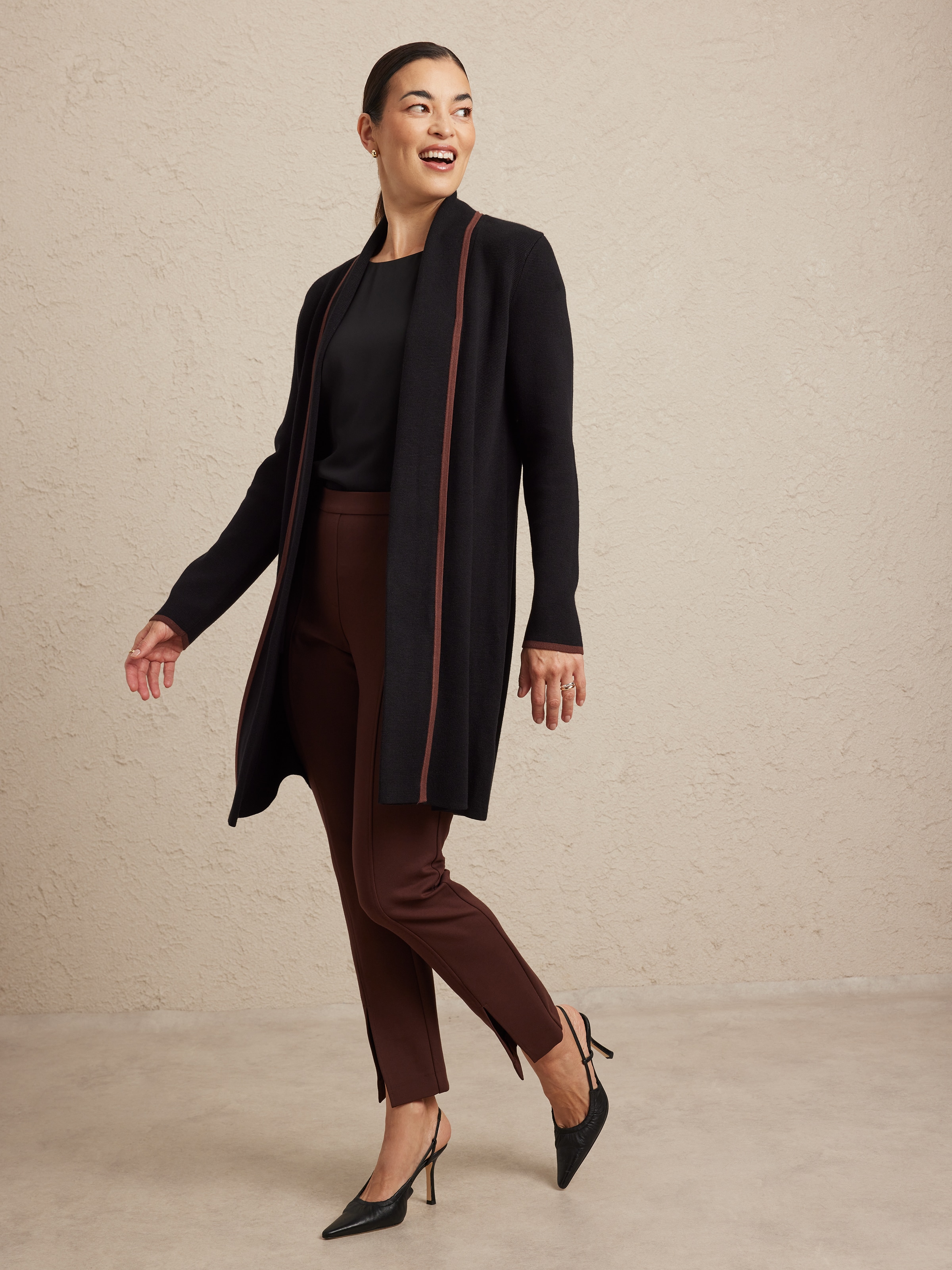 Long Sleeves Veronika Tipped Cardi Coat