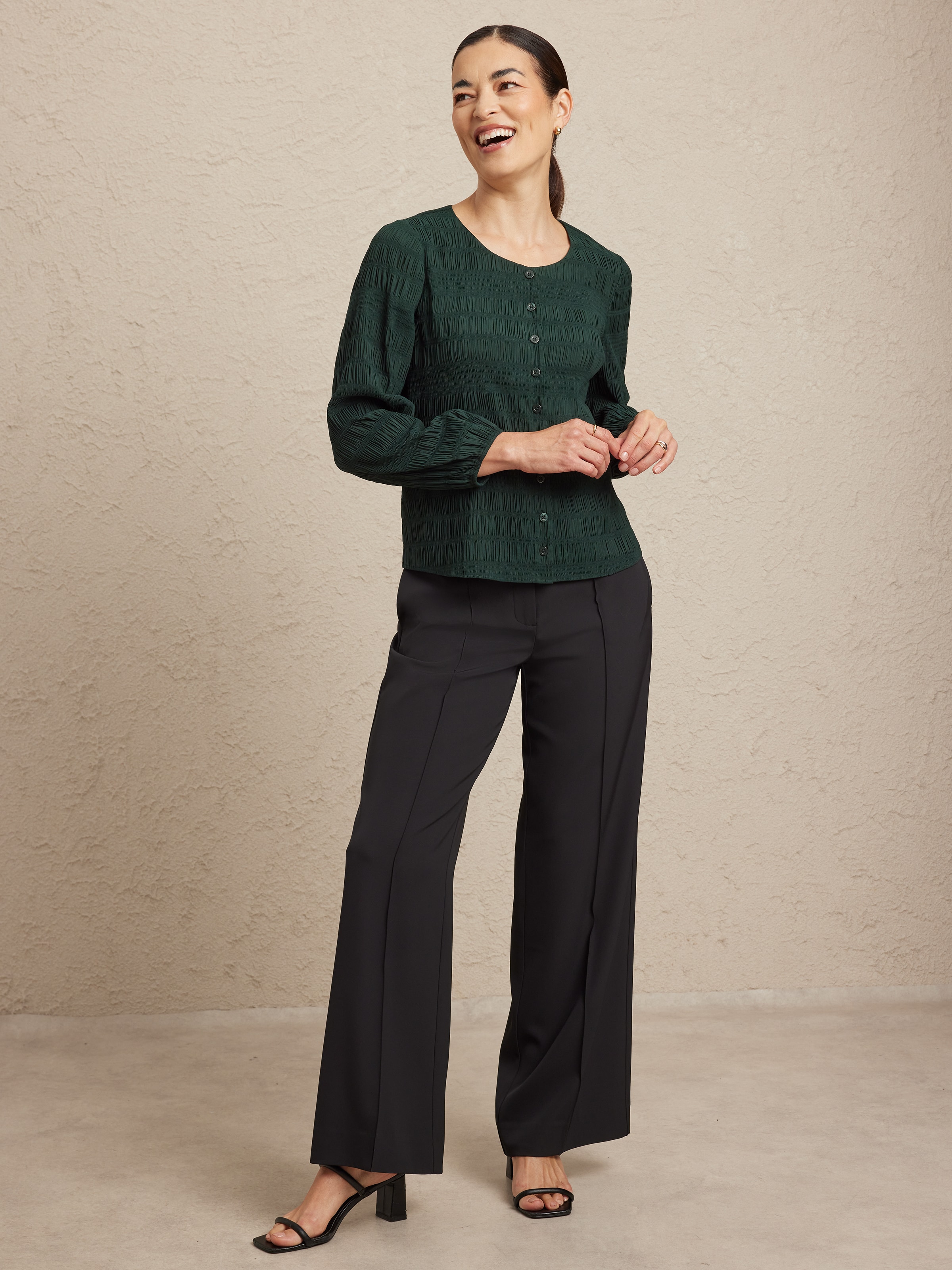 Juni Button Thru Text Top