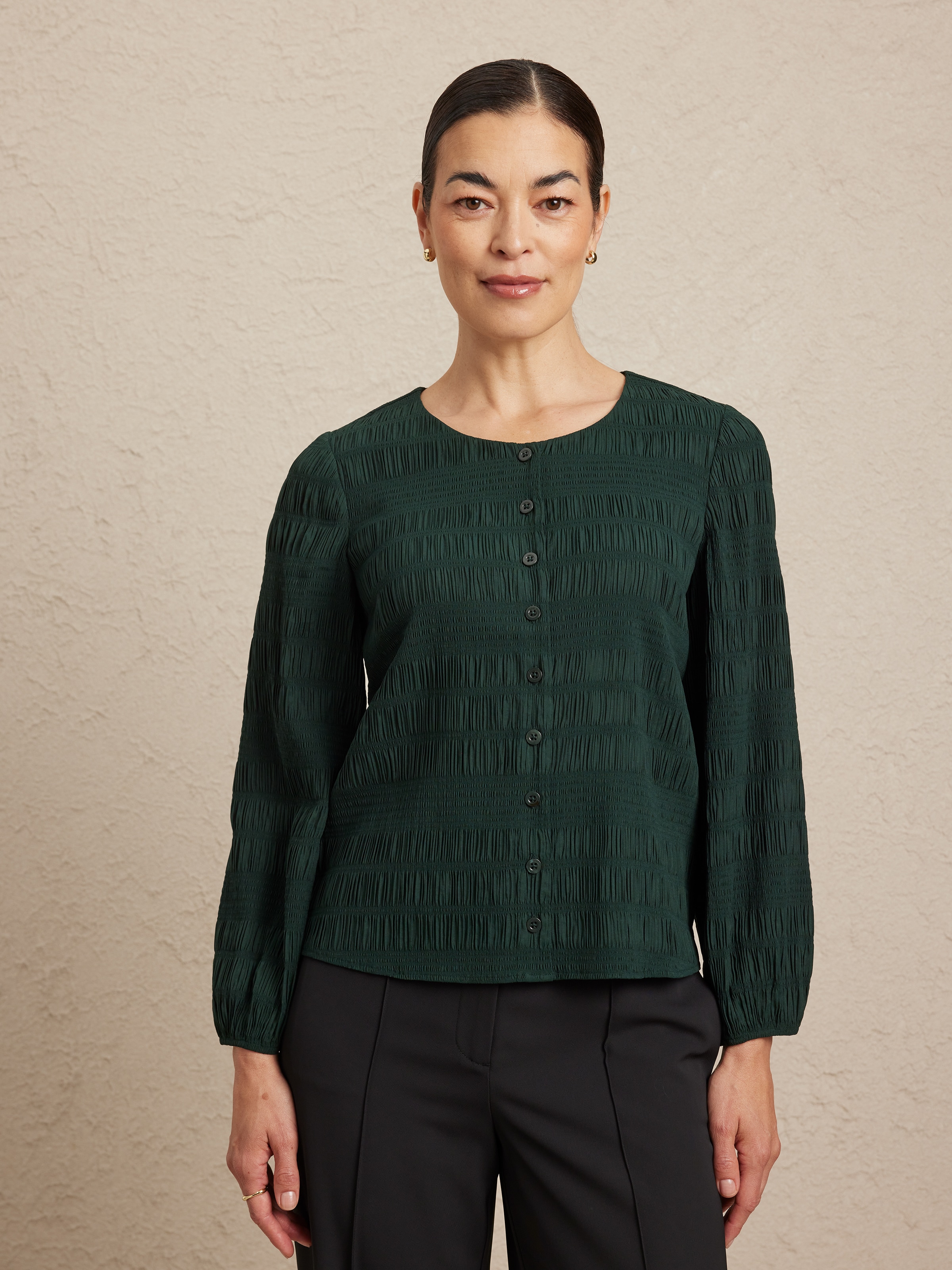 Juni Button Thru Text Top