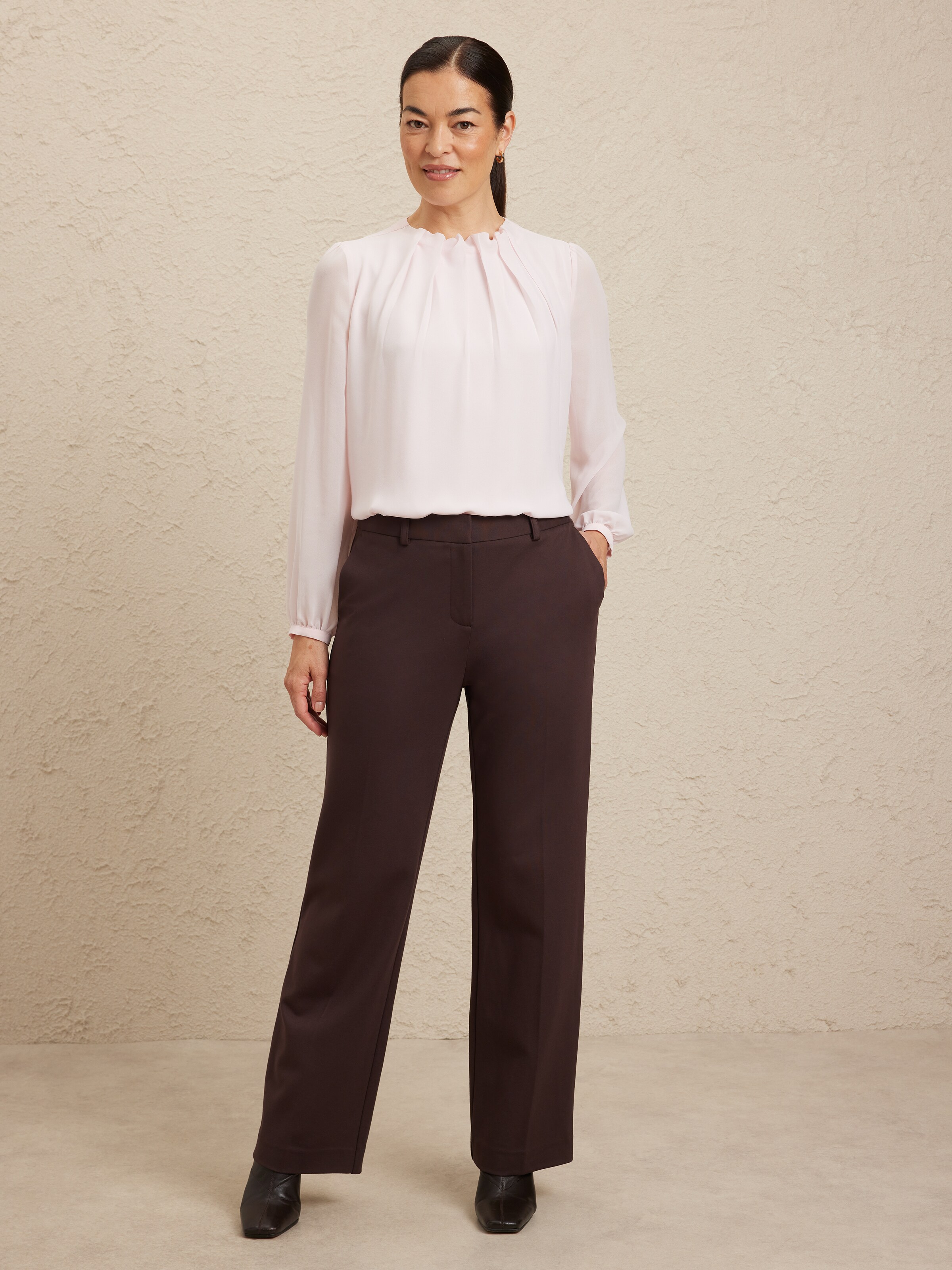 Krystyn Ls Tuck Nk Blouse