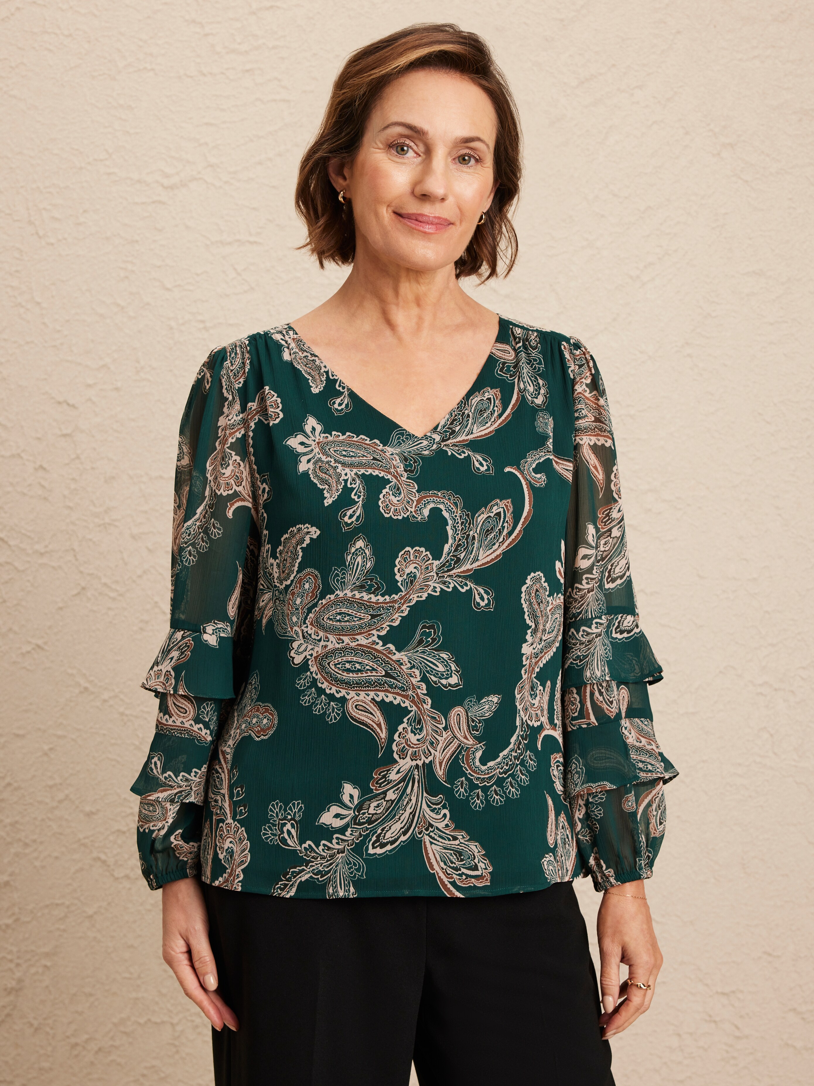 Hannah Long Sleeve Ruffle Blouse