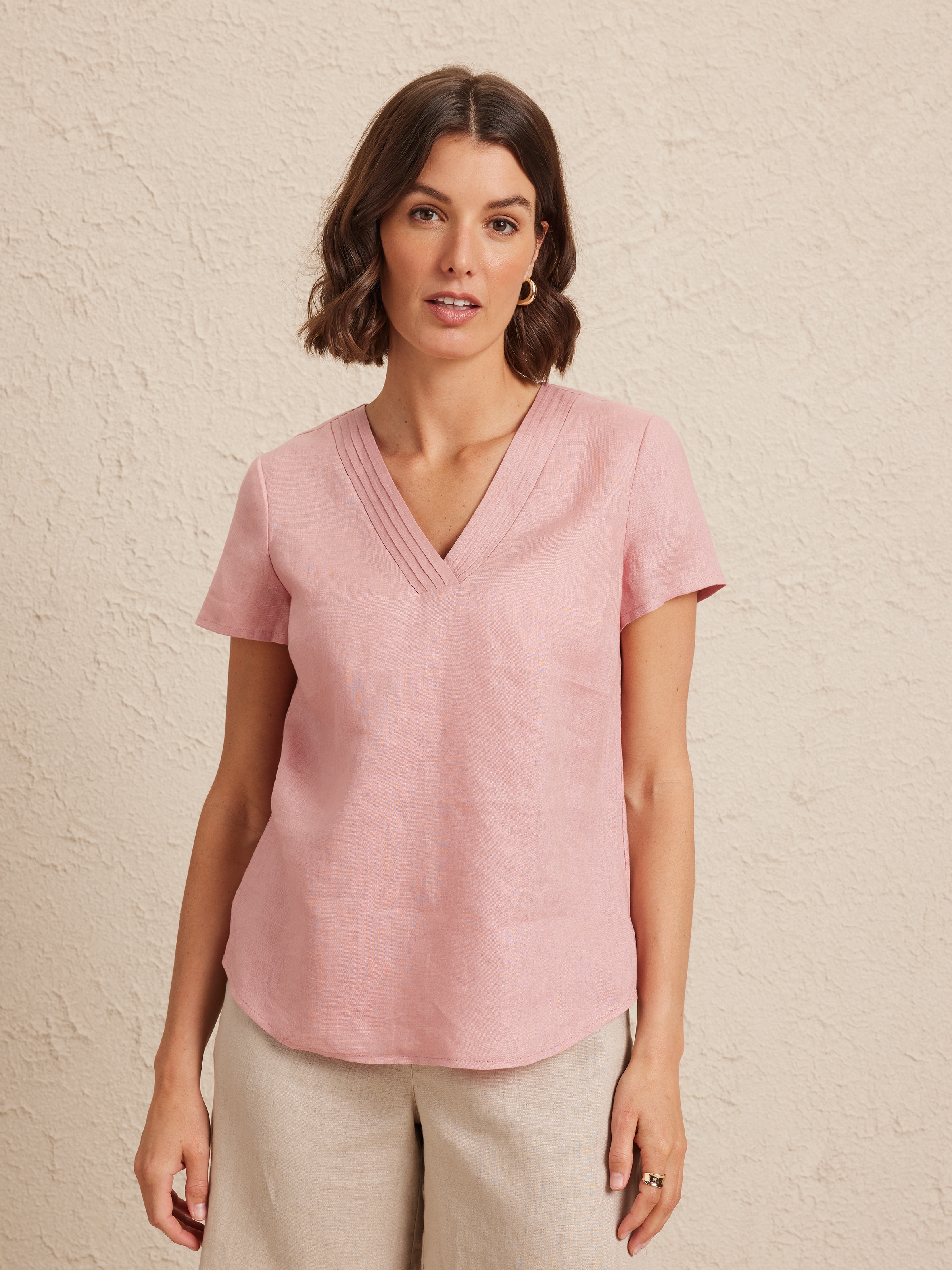 Pintuck Linen Blouse