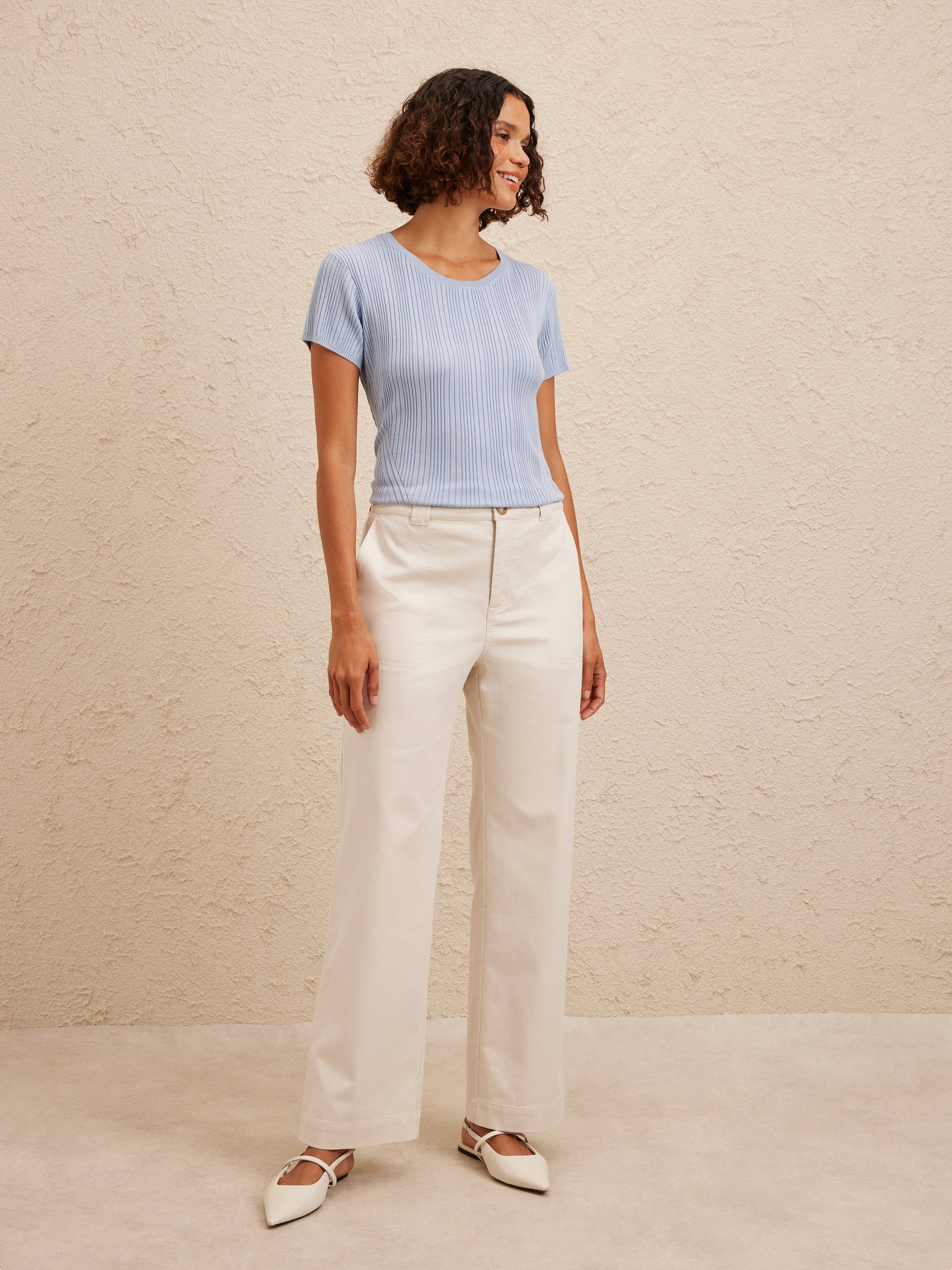 Carry Rib Panel Knit Top