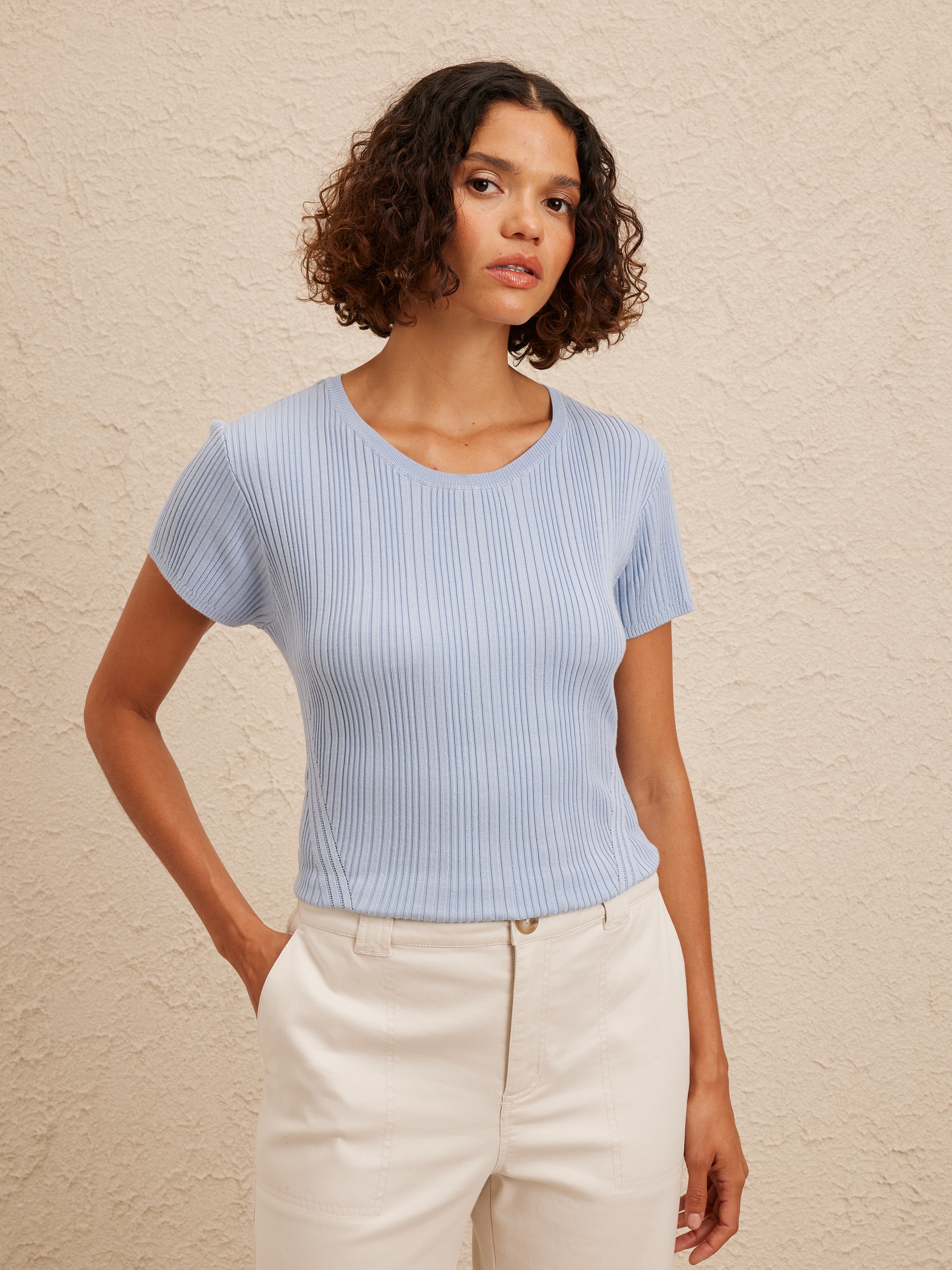 Carry Rib Panel Knit Top