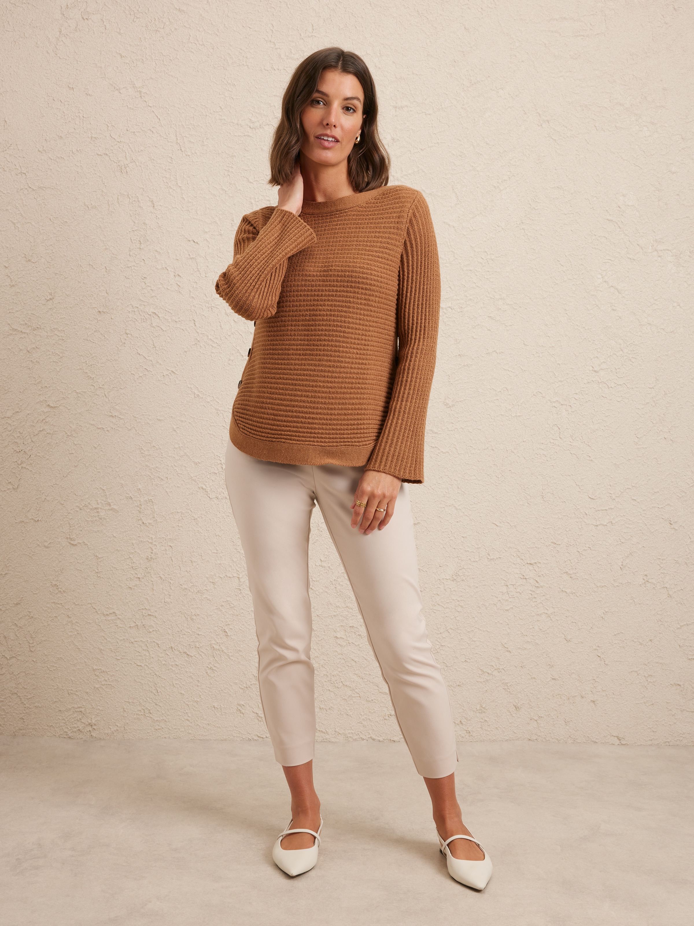 Sally Curve Buttoned Hem Jumper