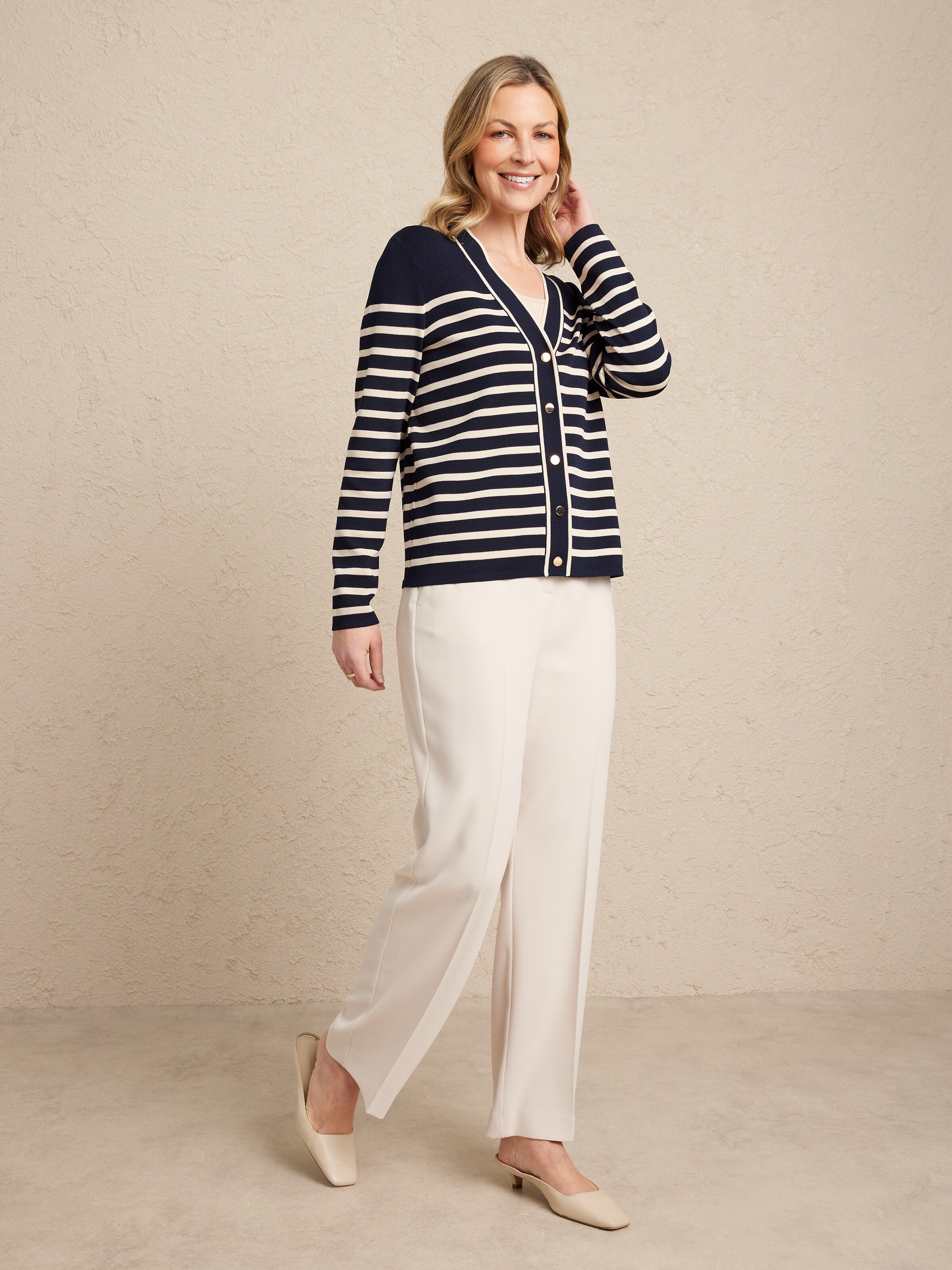 Ida Striped Cropped Cardigan