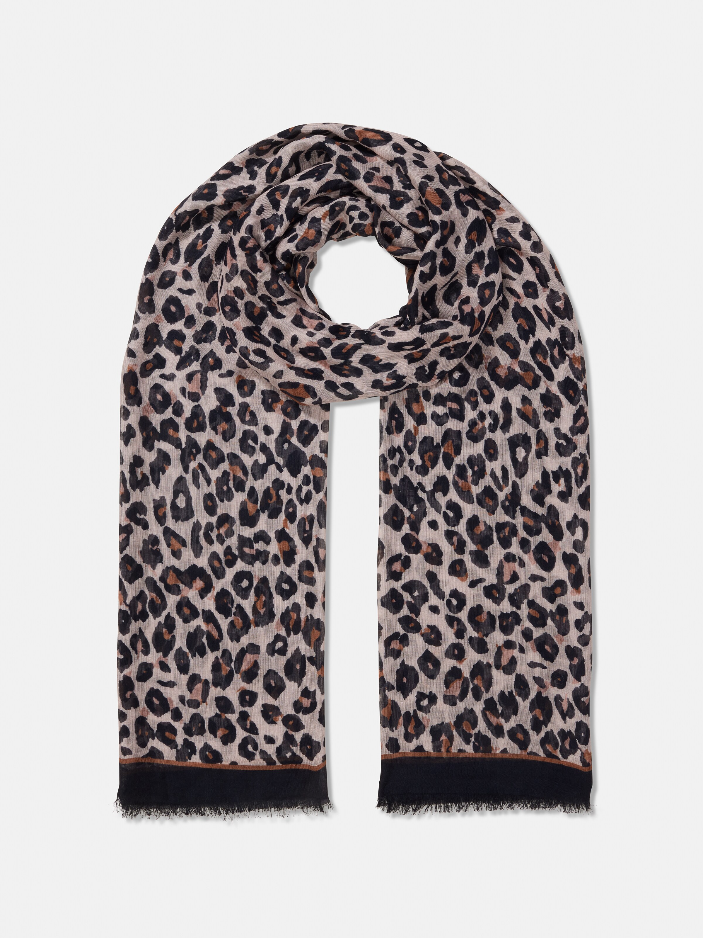 Neutral Leopard Viscose Scarf