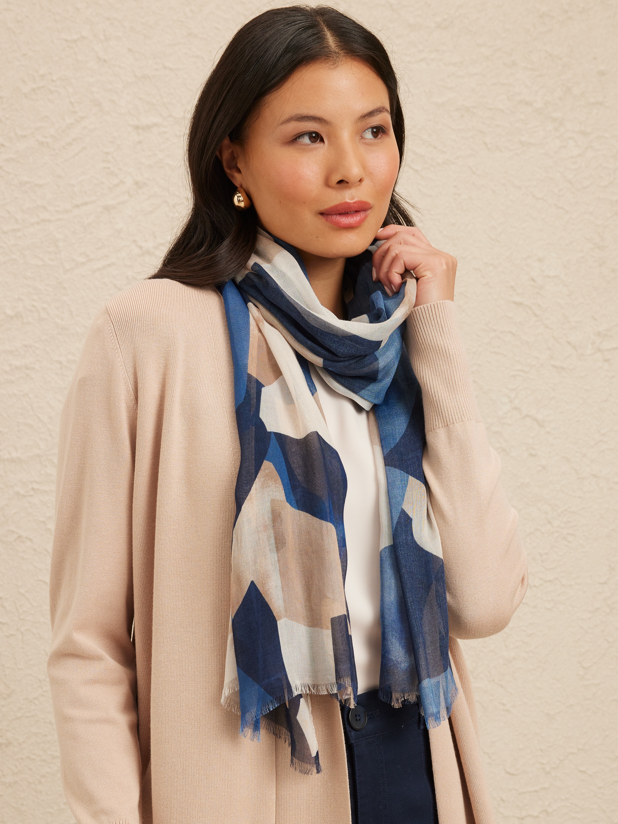 Colourblock Geo Viscose Scarf