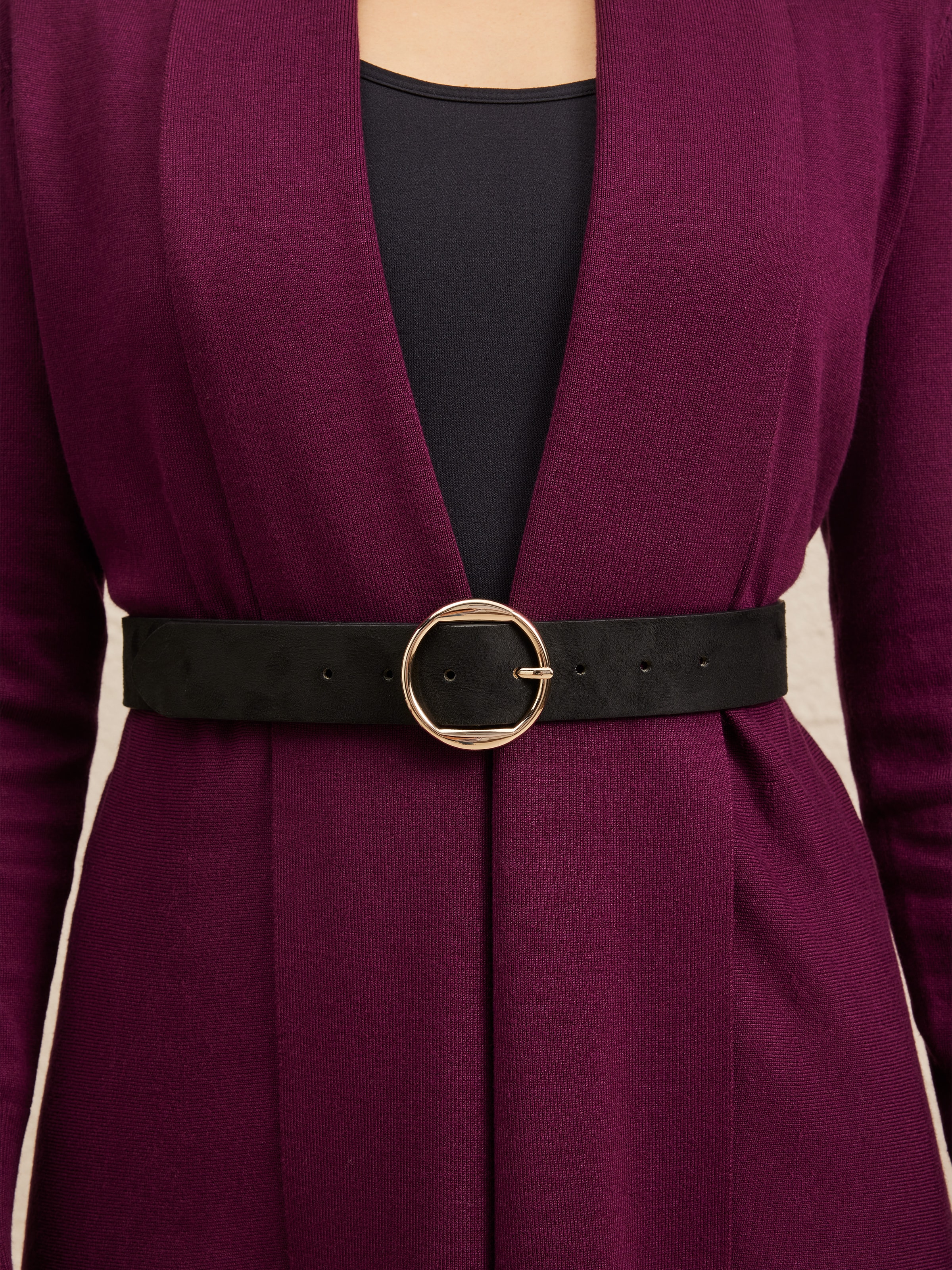 Blake Round Buckle Suede Belt