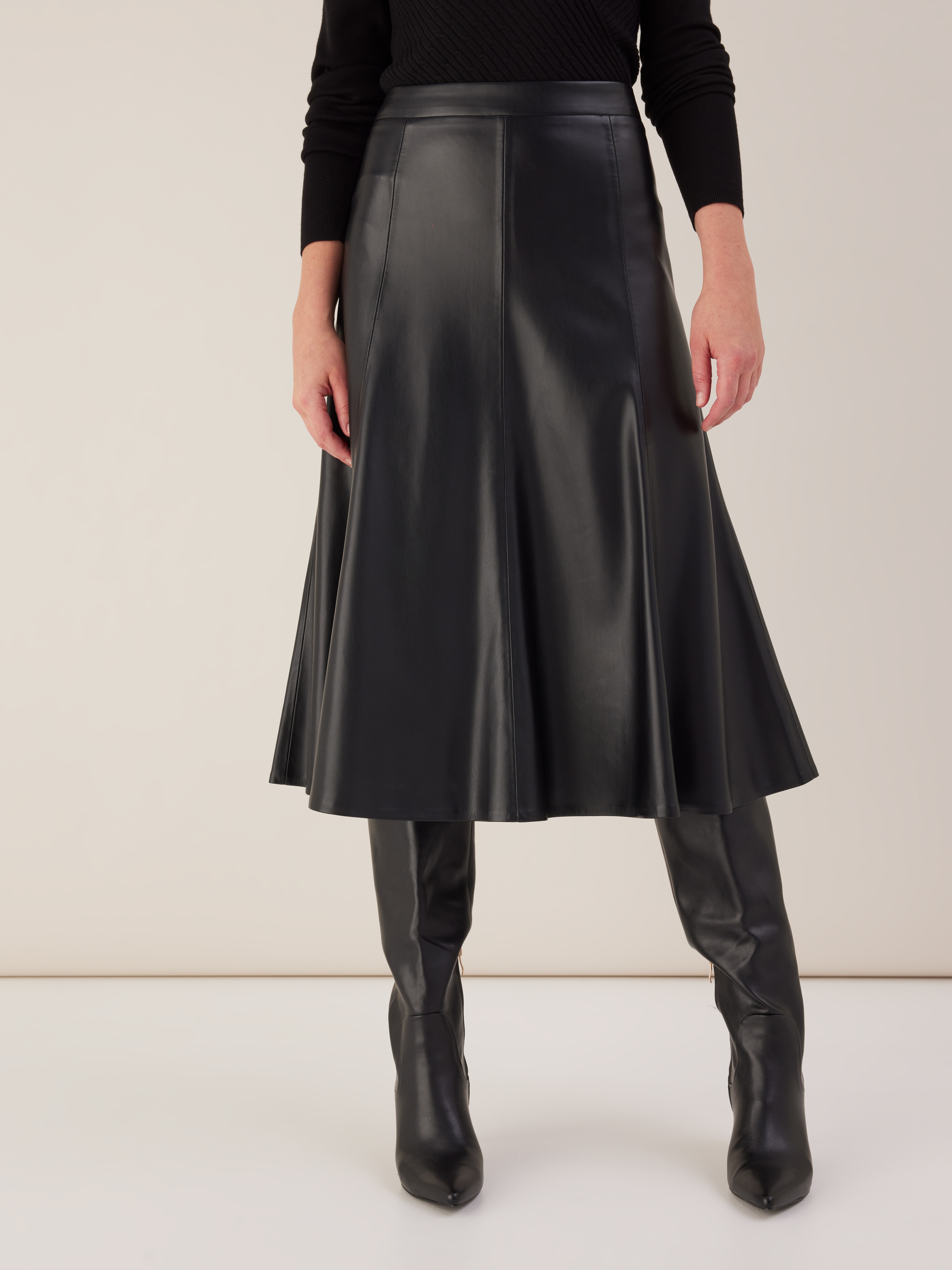 Faux Leather Midi Skirt                                                                                                         