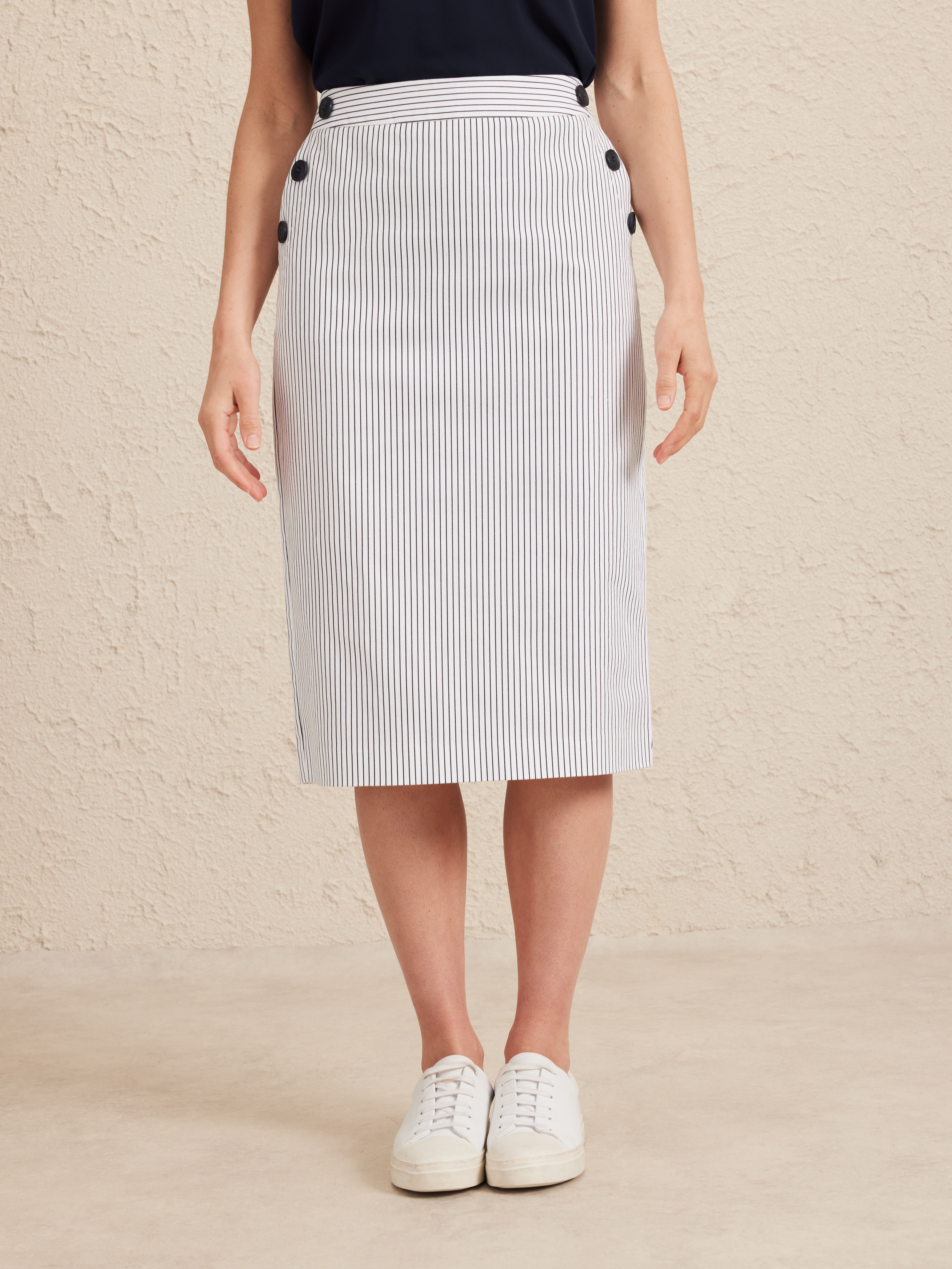 Nautical Oxford Button Detail Skirt                                                                                             