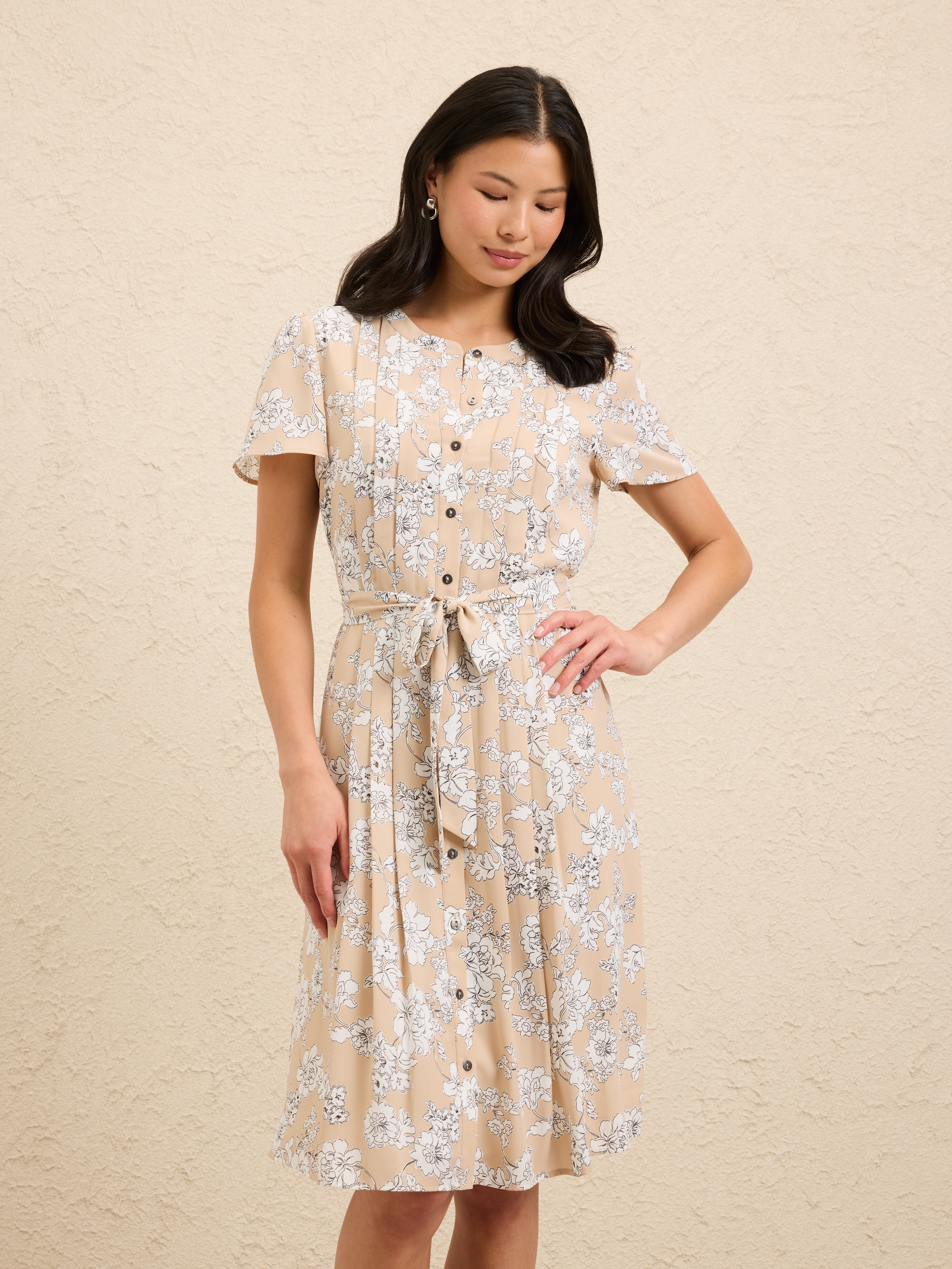 Penny Pleat Front Tunic Dress                                                                                                   