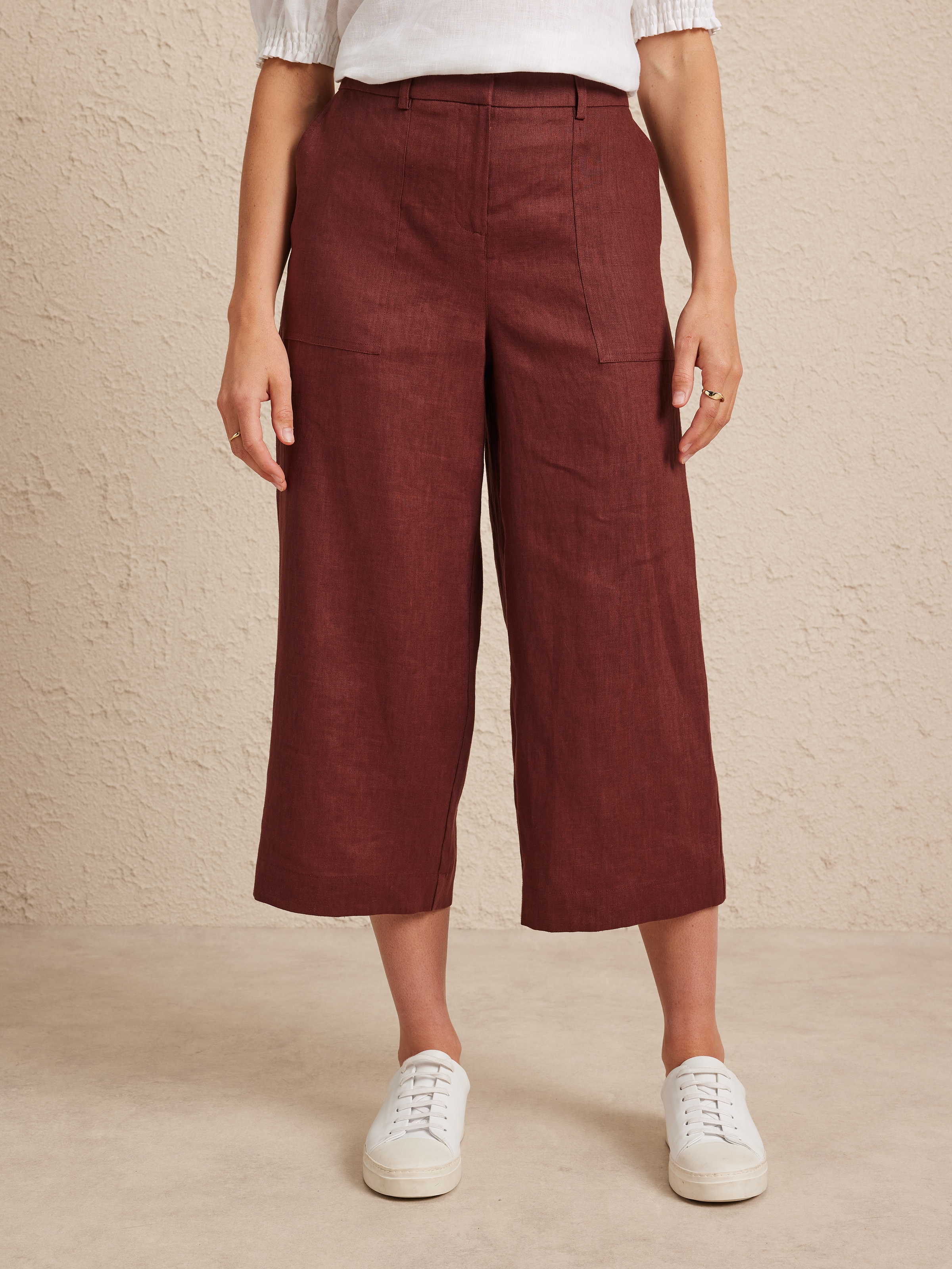 Patch Pocket Linen Culotte                                                                                                      