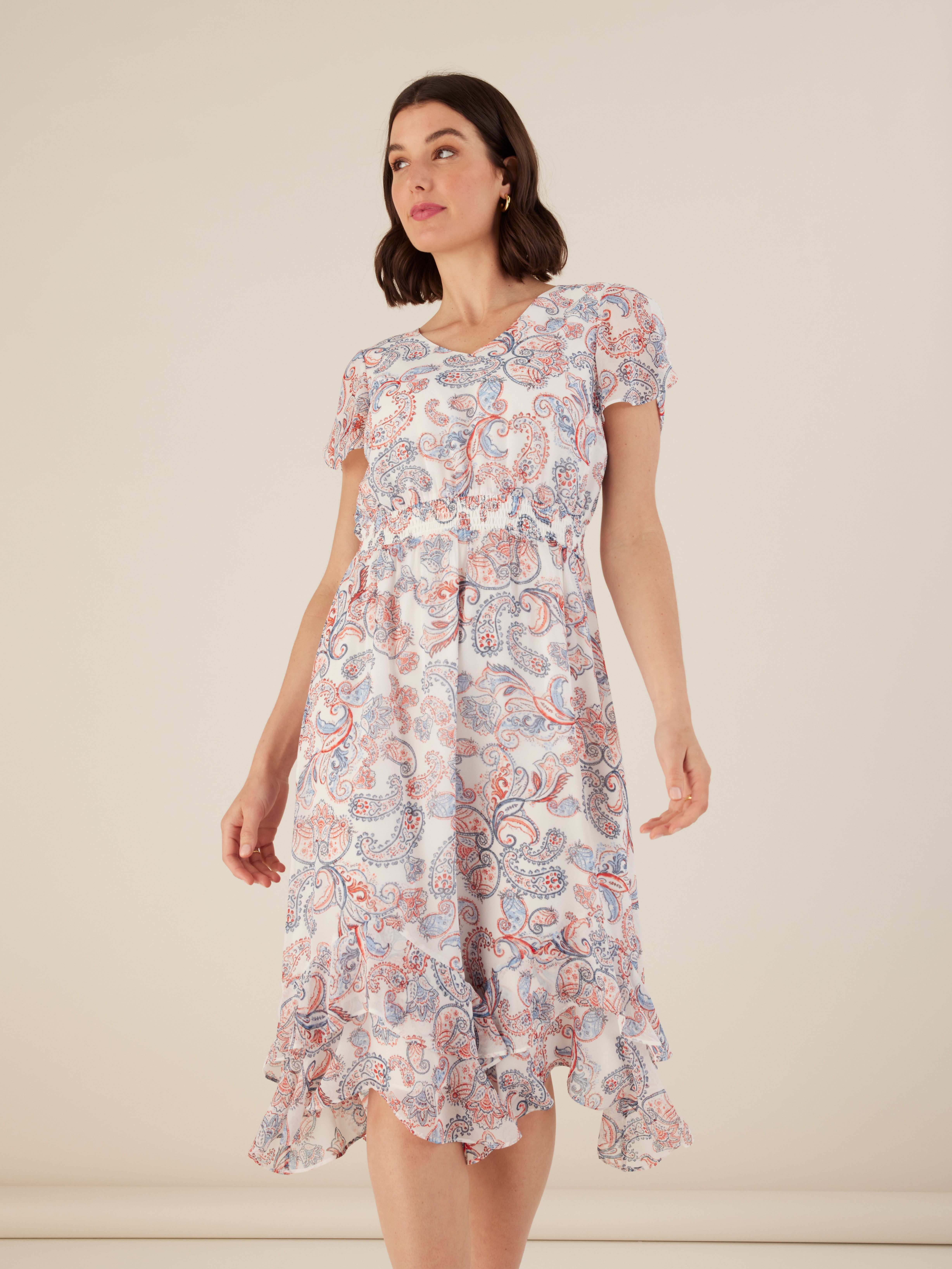 Scarlet Shirred Waist Midi Dress                                                                                                