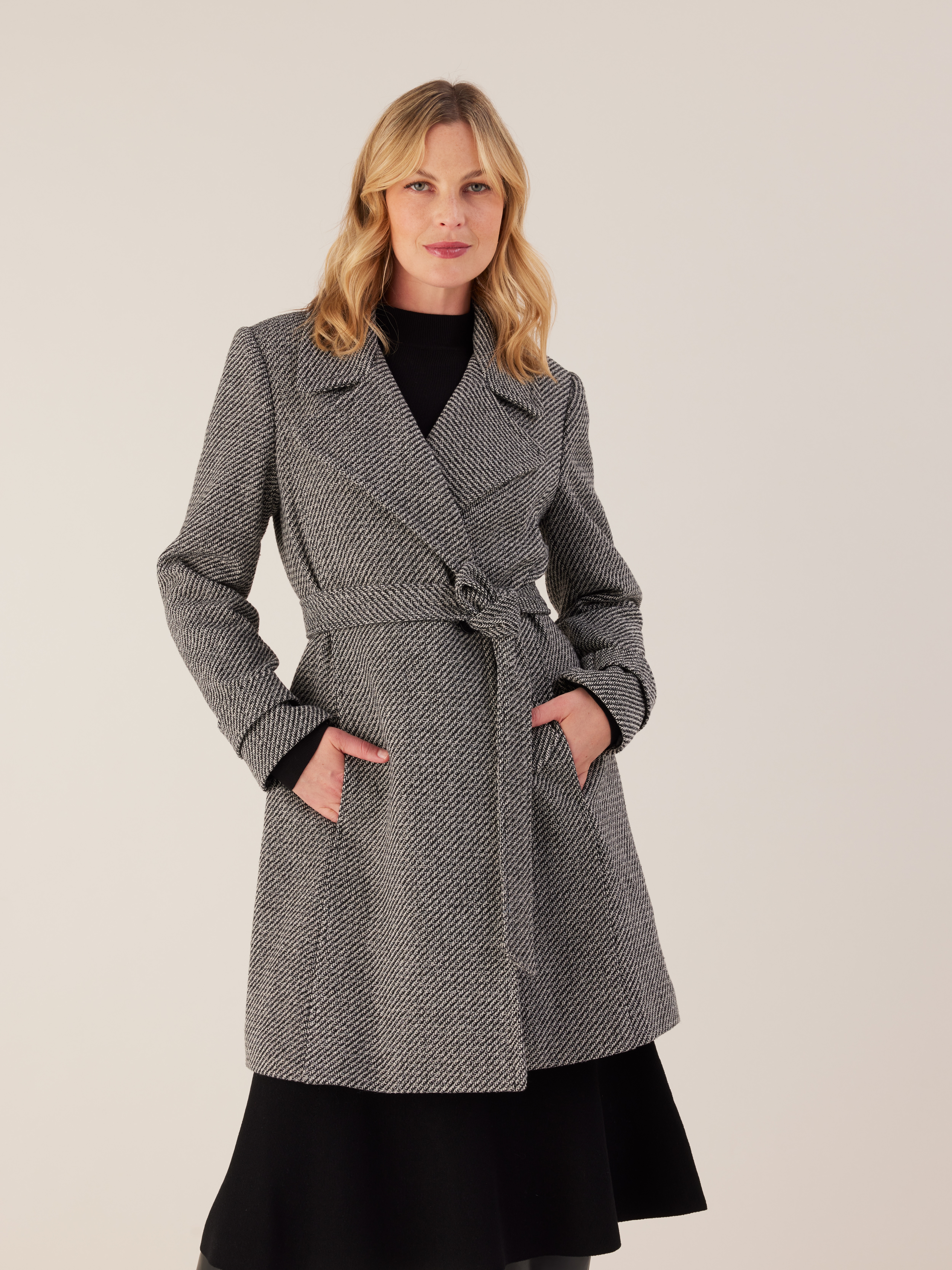 Textured Fit Flare Coat                                                                                                         