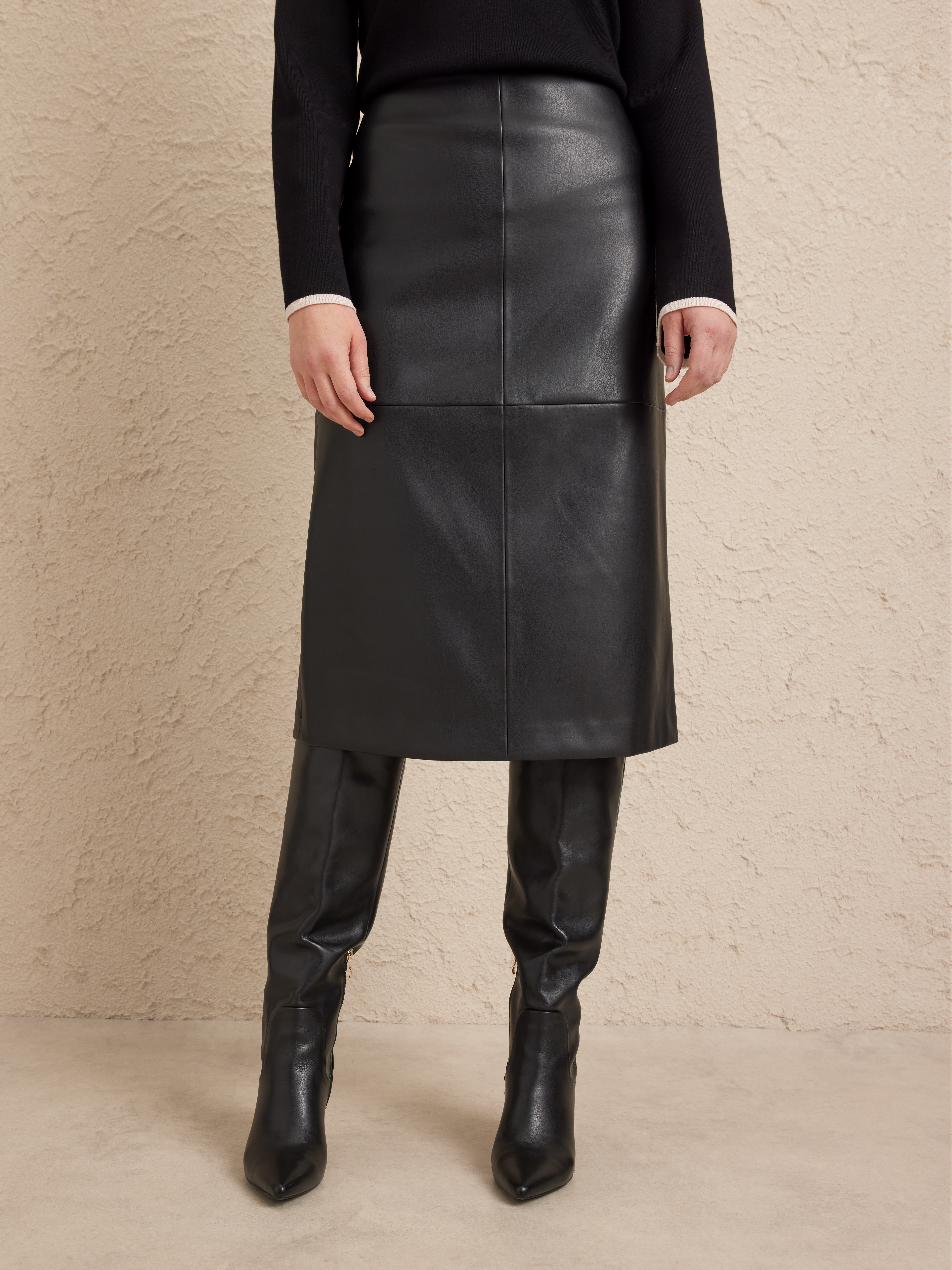 Faux Leather Midi Skirt                                                                                                         