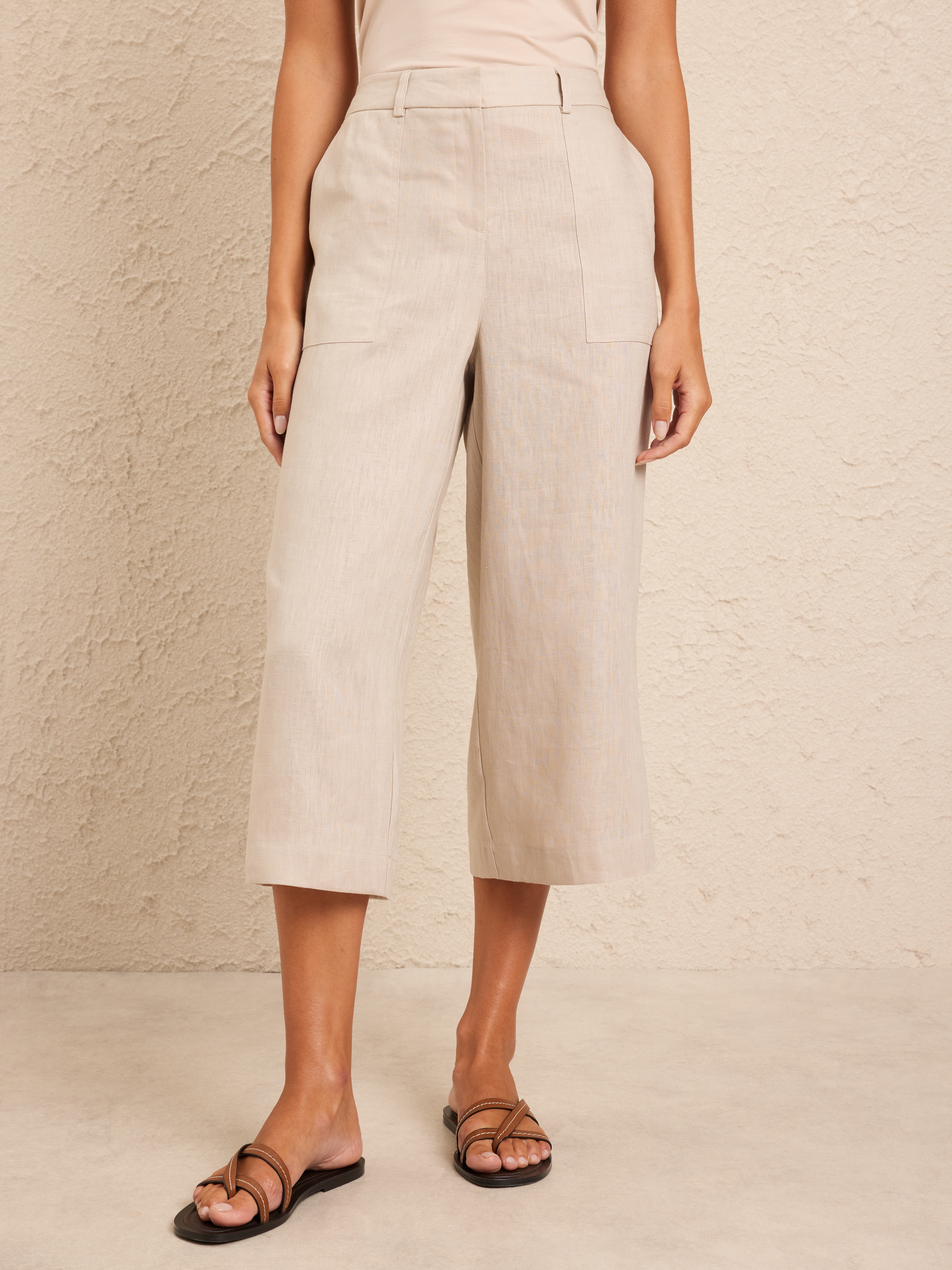 Patch Pocket Linen Culotte                                                                                                      