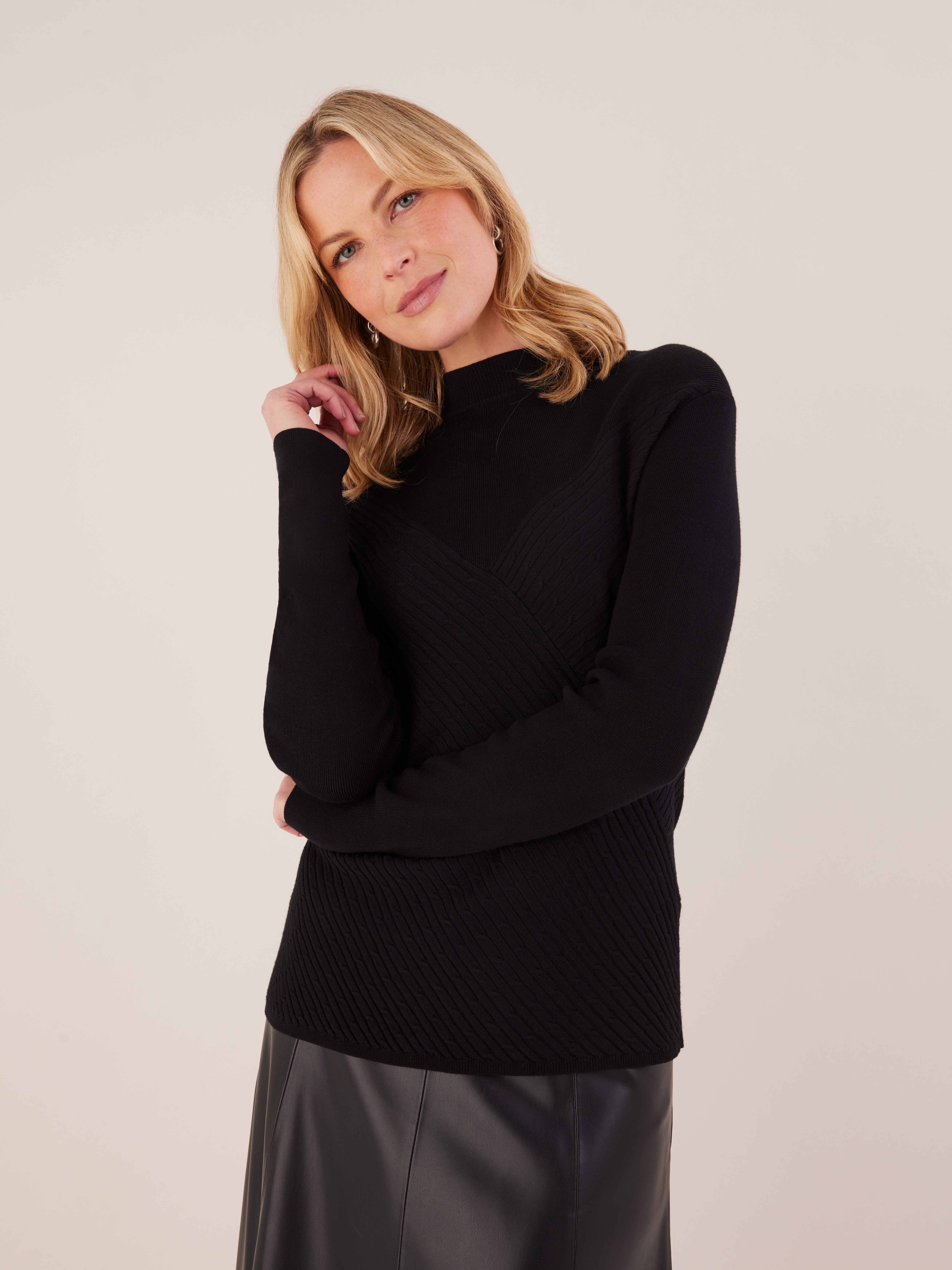Marie Mock Neck Rib Jumper                                                                                                      