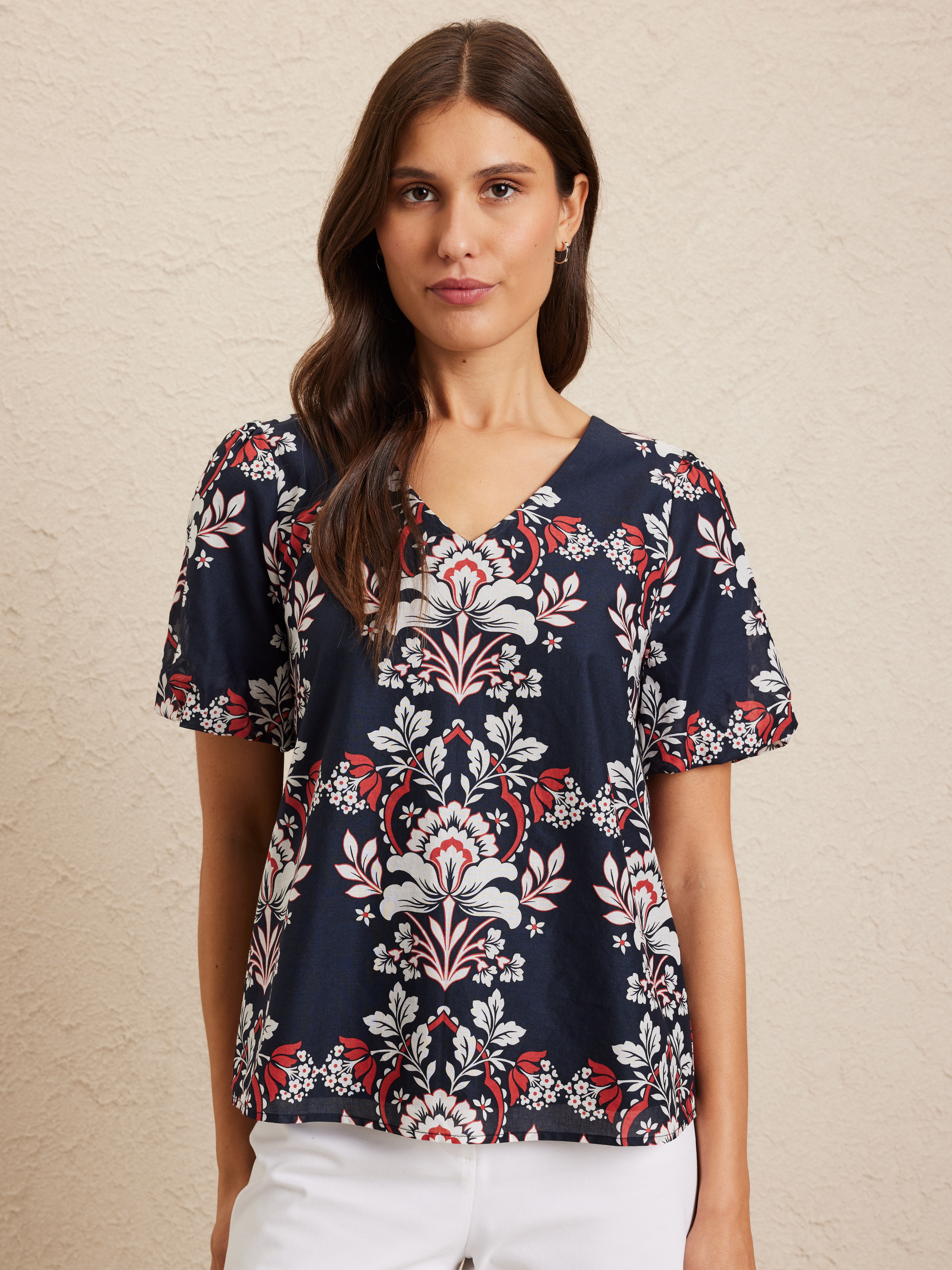 Beatrice Cotton Bubble Sleeve Top                                                                                               