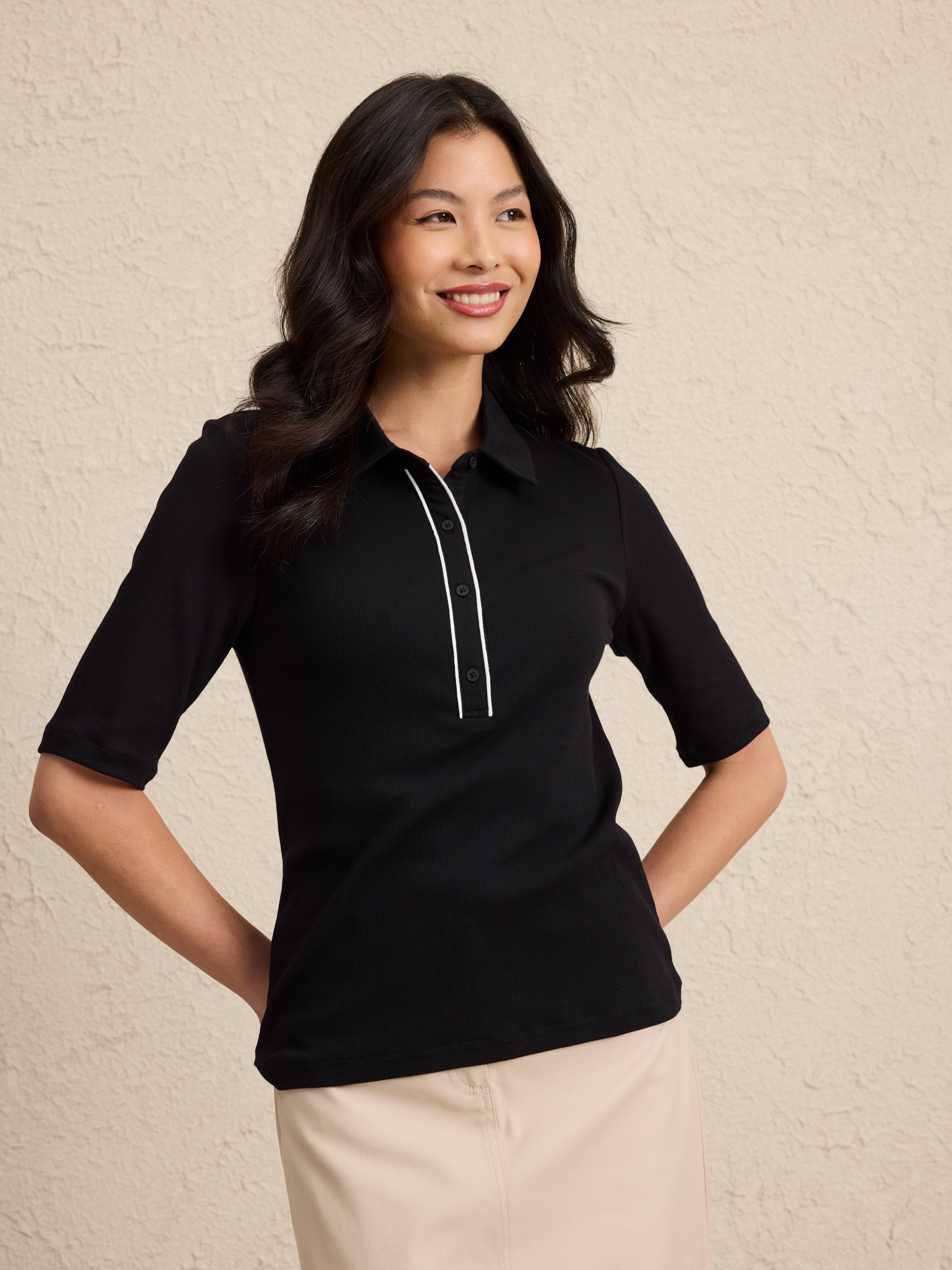 Suki Collared Rib Tee                                                                                                           