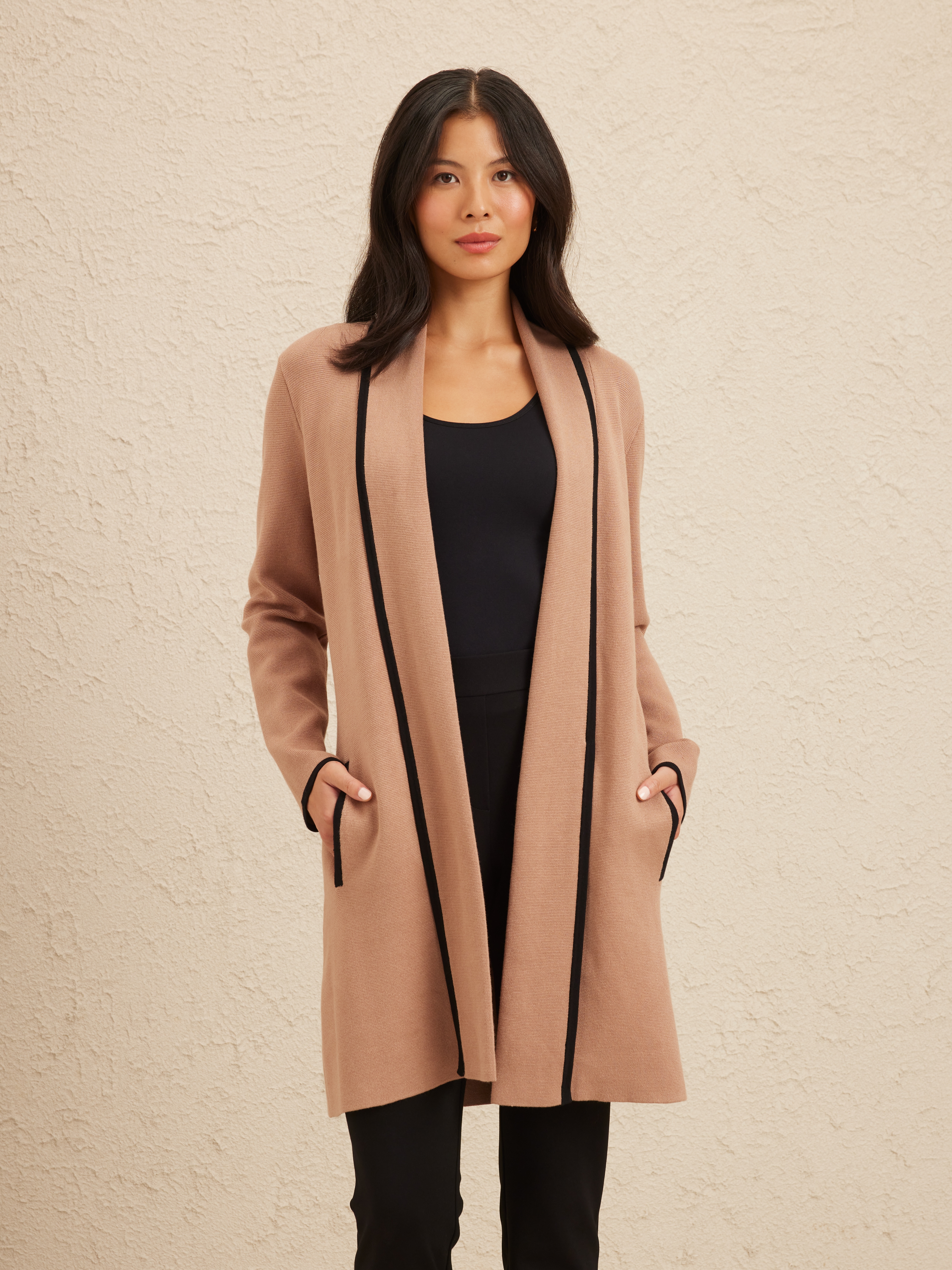 Veronika Tipped Cardi Coat                                                                                                      
