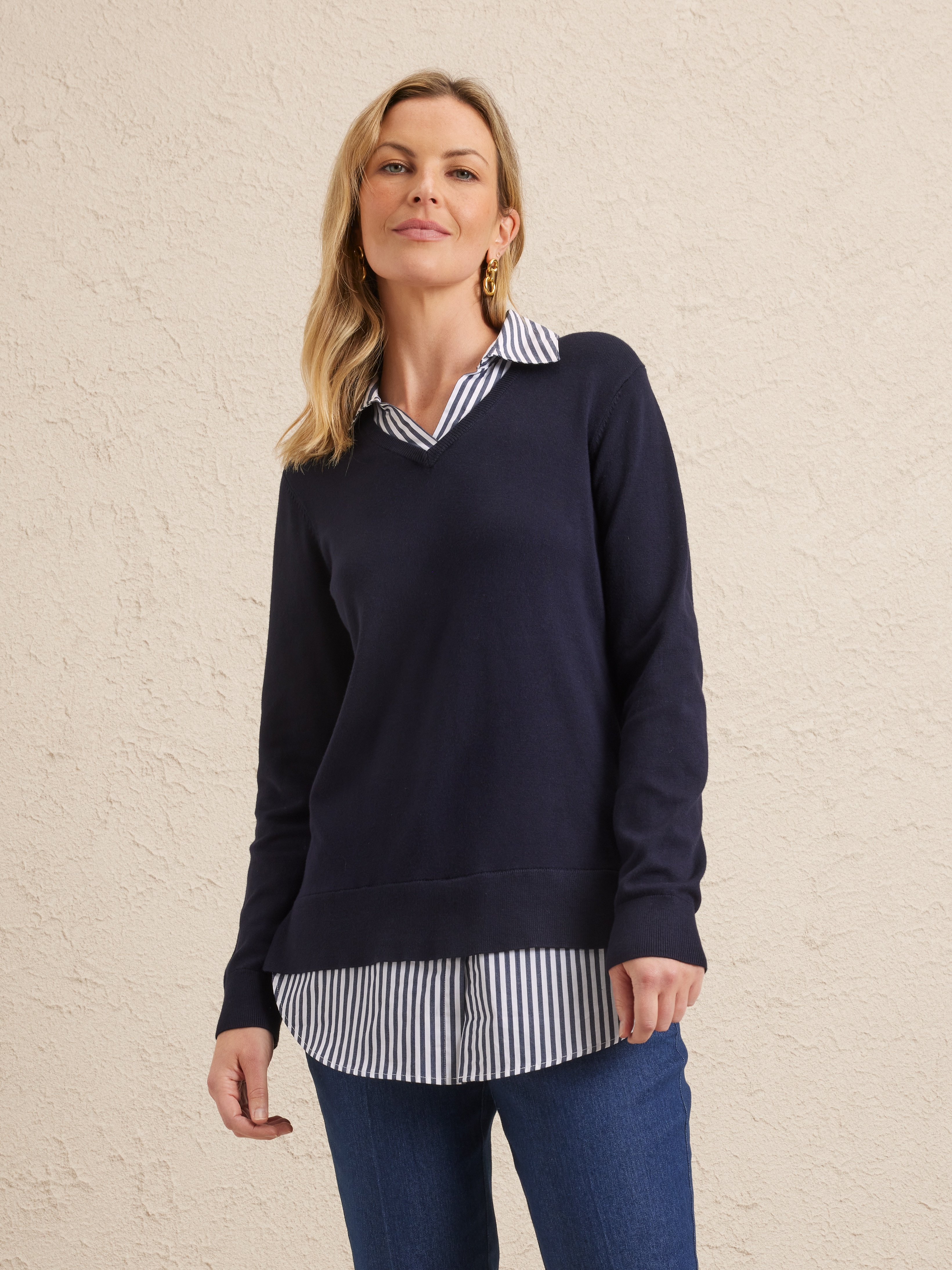Safa Stripe Collar Jumper                                                                                                       