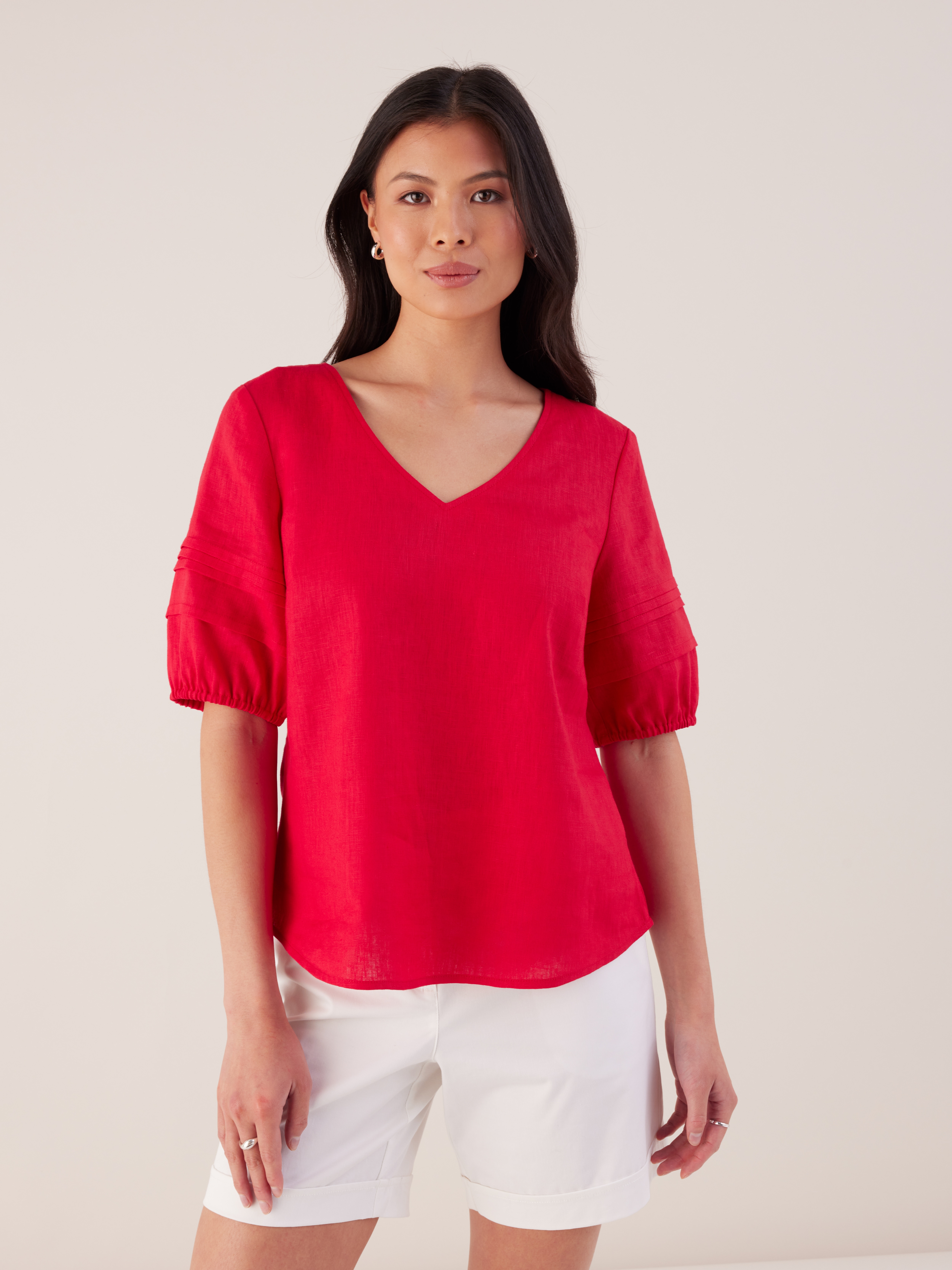 Elbow Tuck Sleeve Blouse                                                                                                        