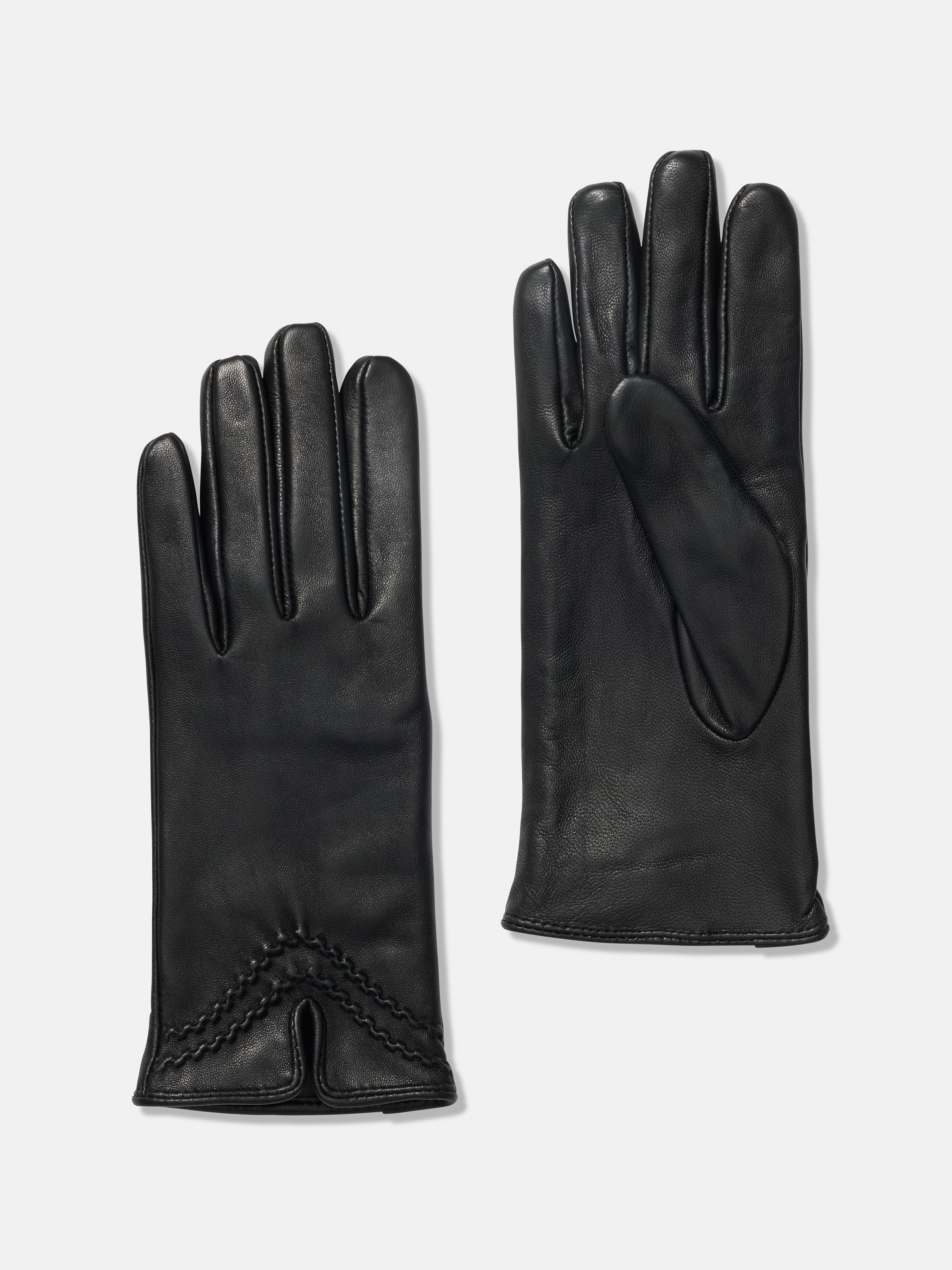 Stitch Detail Leather Gloves                                                                                                    