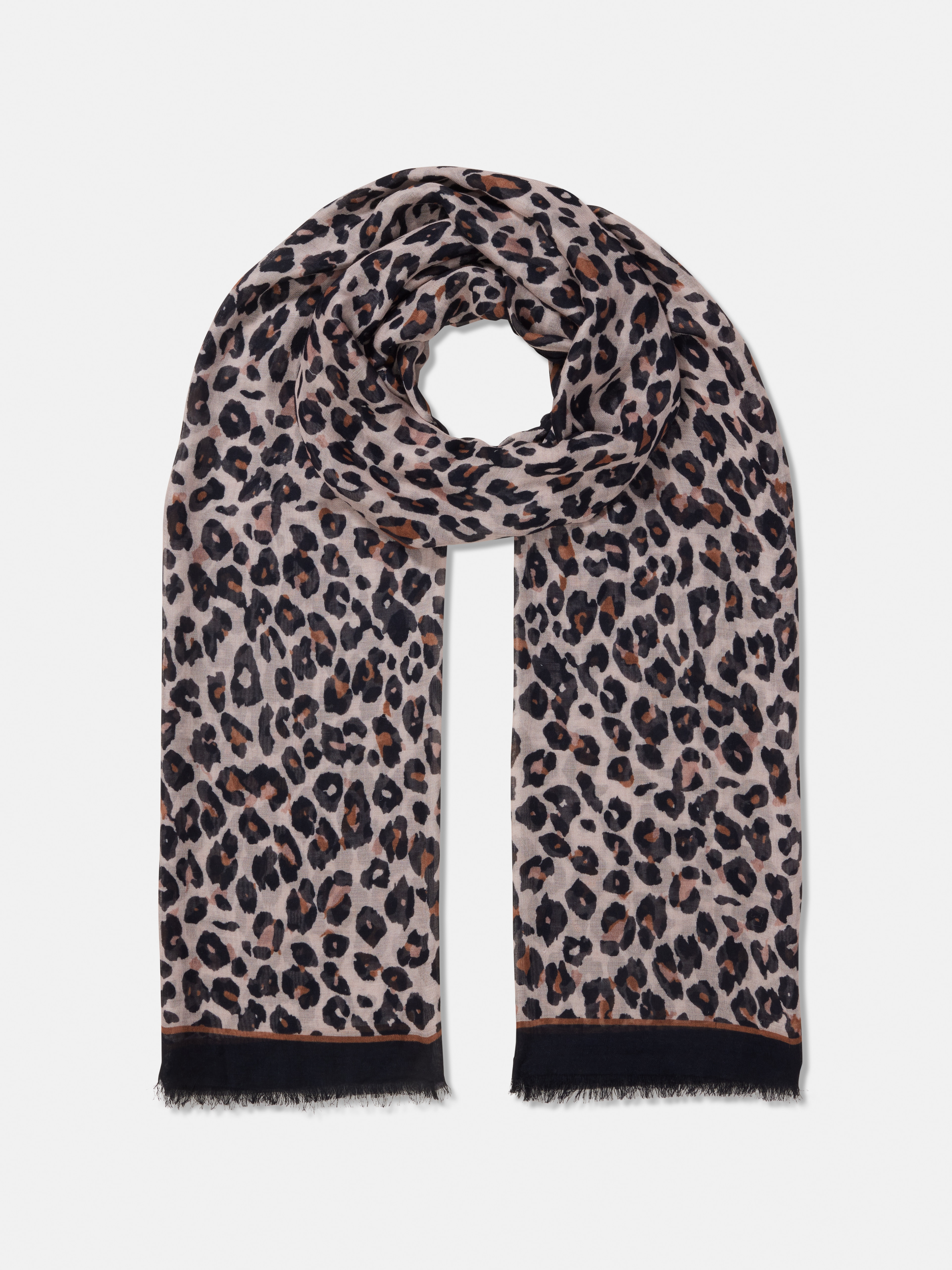 Neutral Leopard Viscose Scarf                                                                                                   