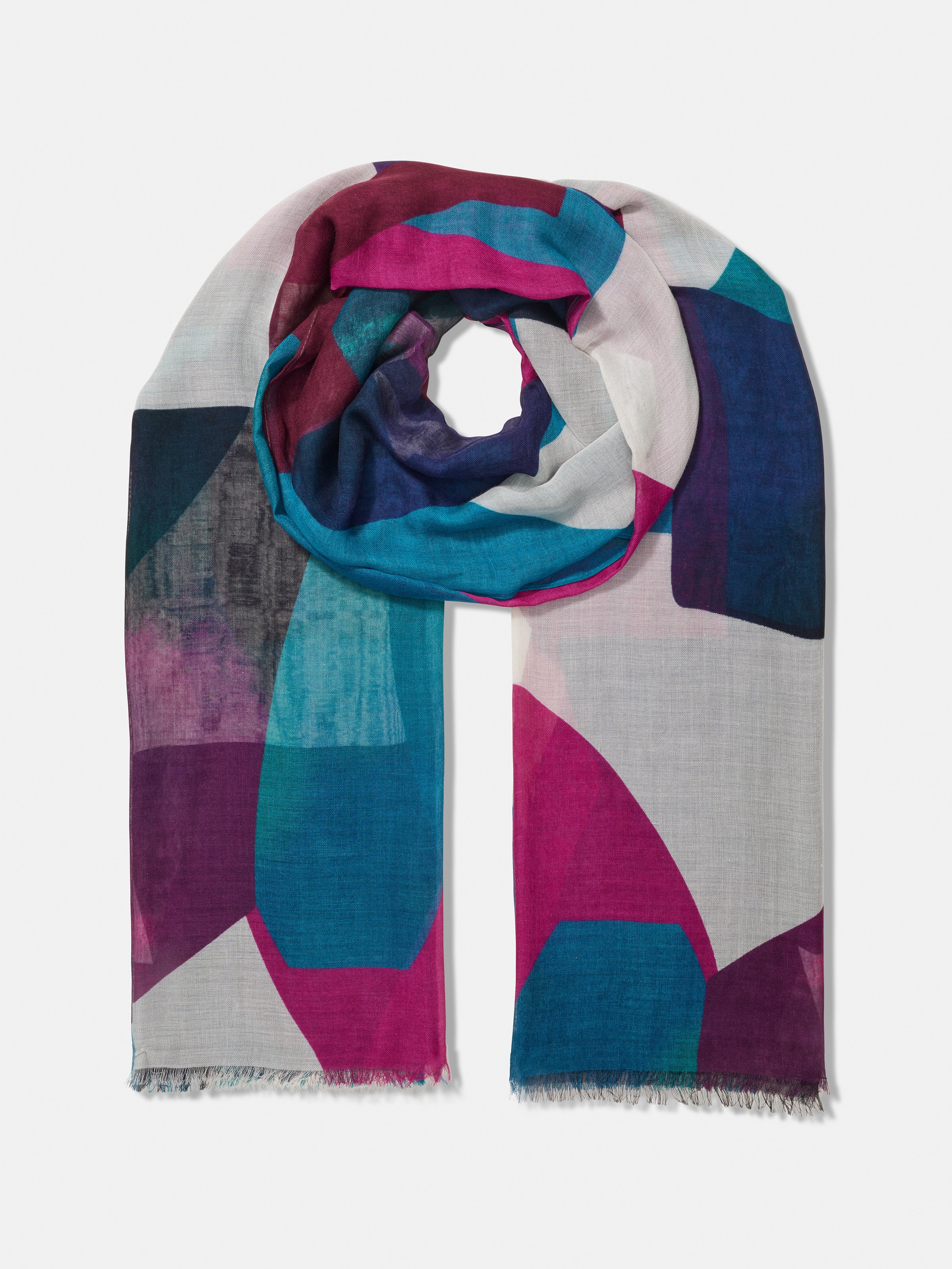 Colour Blocked Viscose Scarf                                                                                                    