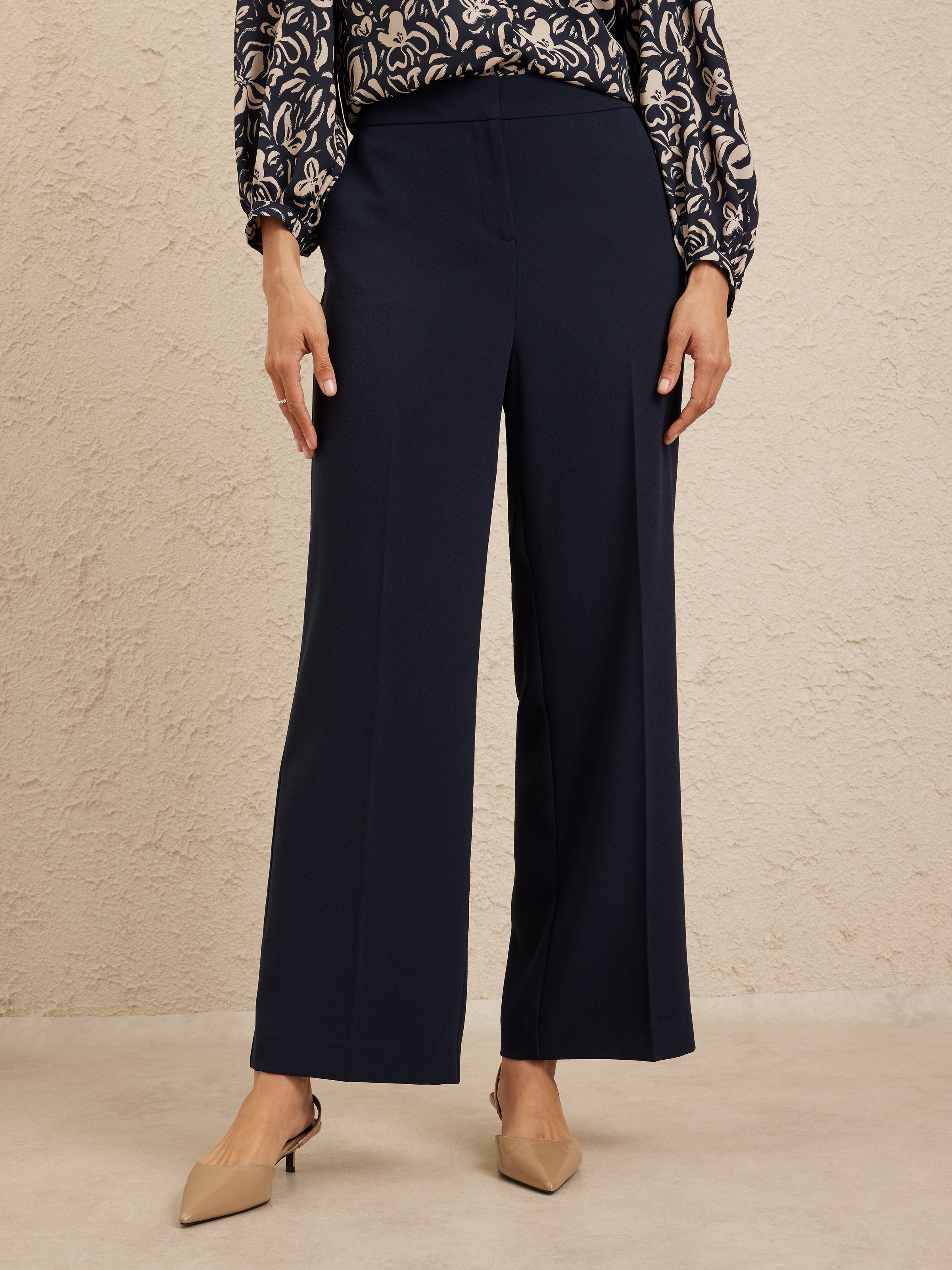 Elegant Crepe Wide Leg Pant Ink - JacquiE Online