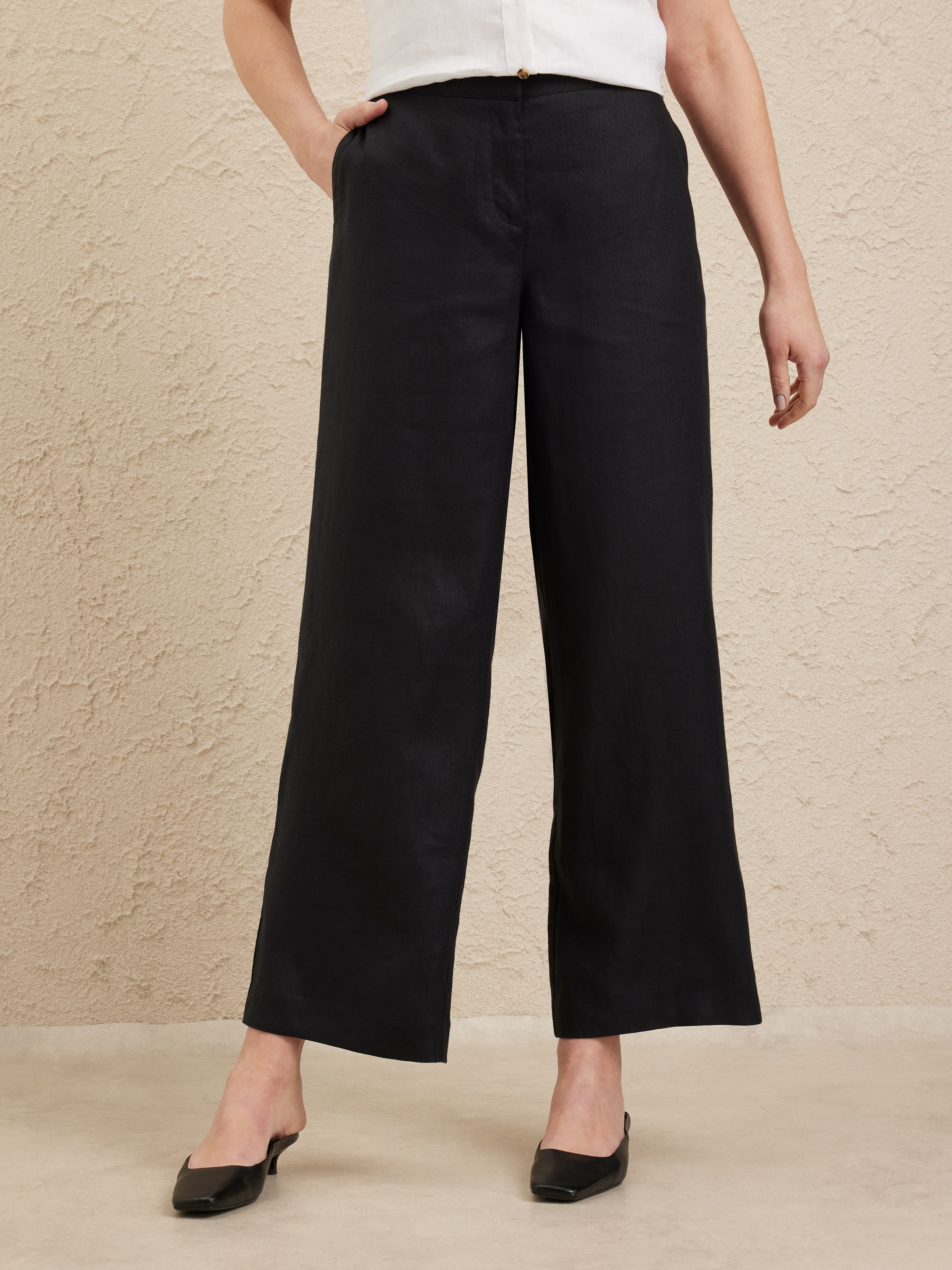 Separate From The Rest Linen Pants 100 Percent Linen No Stretch Comfort For All Day Wear In Black main image 0